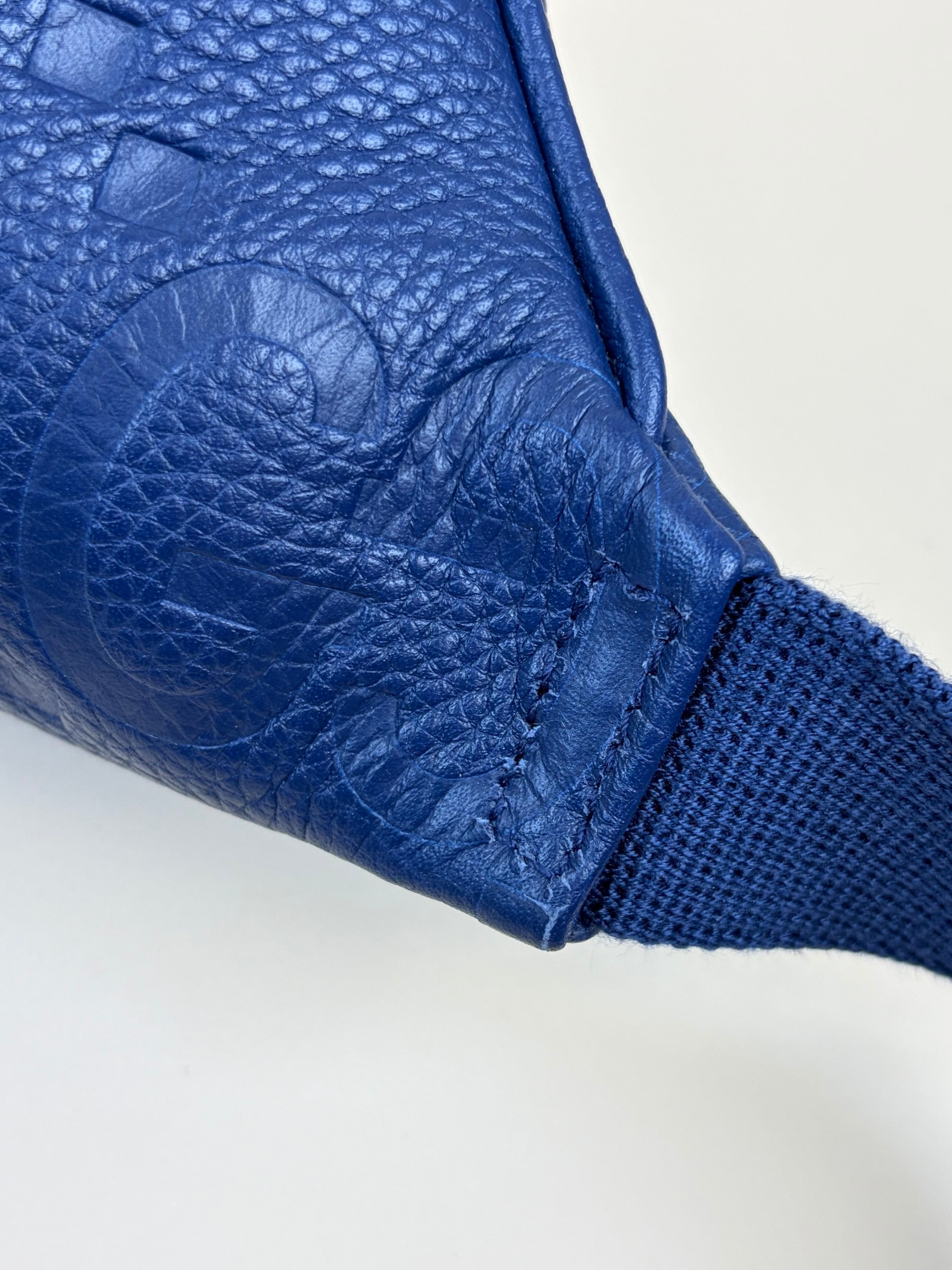 Gucci Blue Embossed Piuma Jumbo GG Pocket Bag