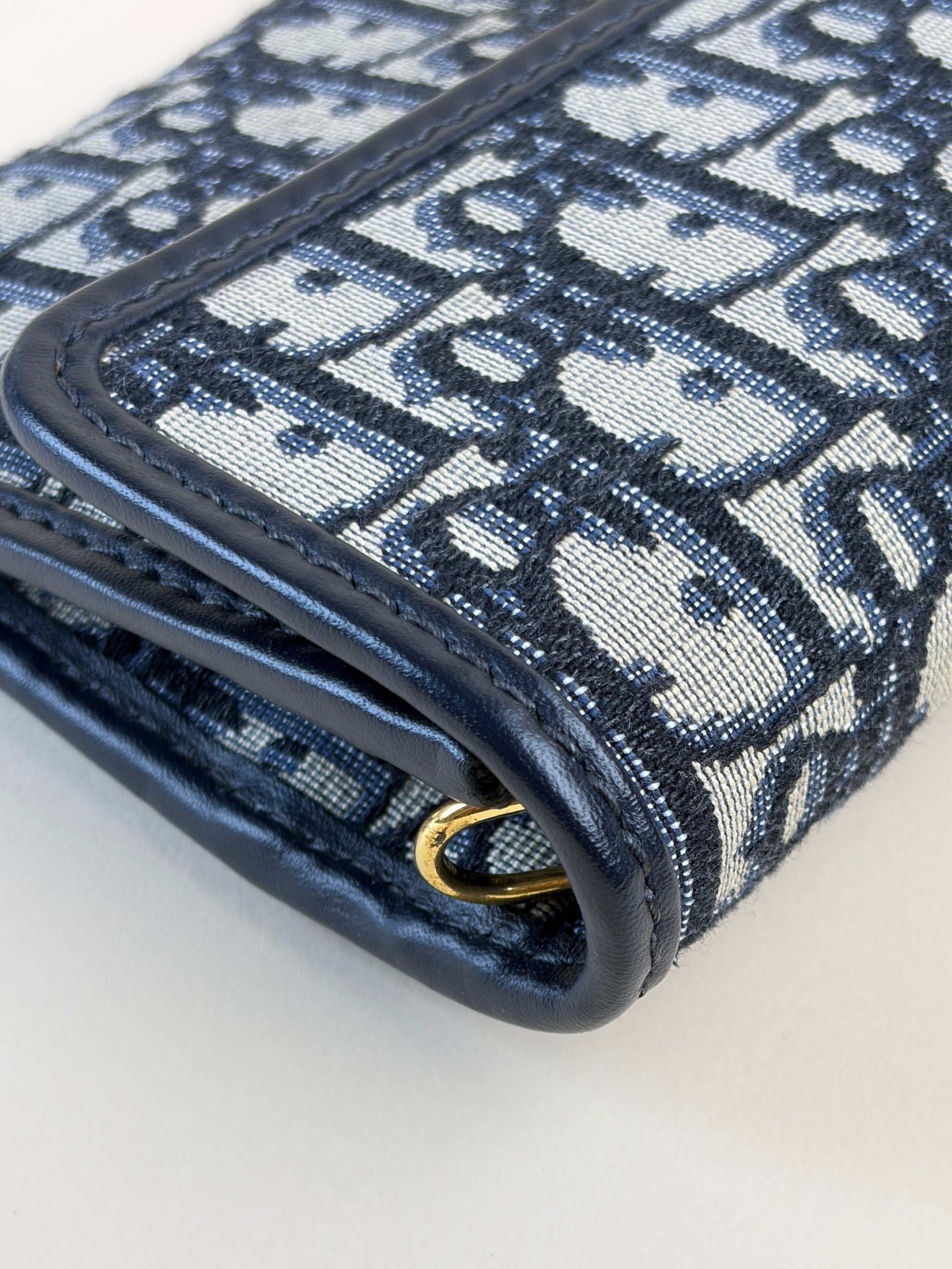 Dior blue oblique canvas 30montaigne chain clutch