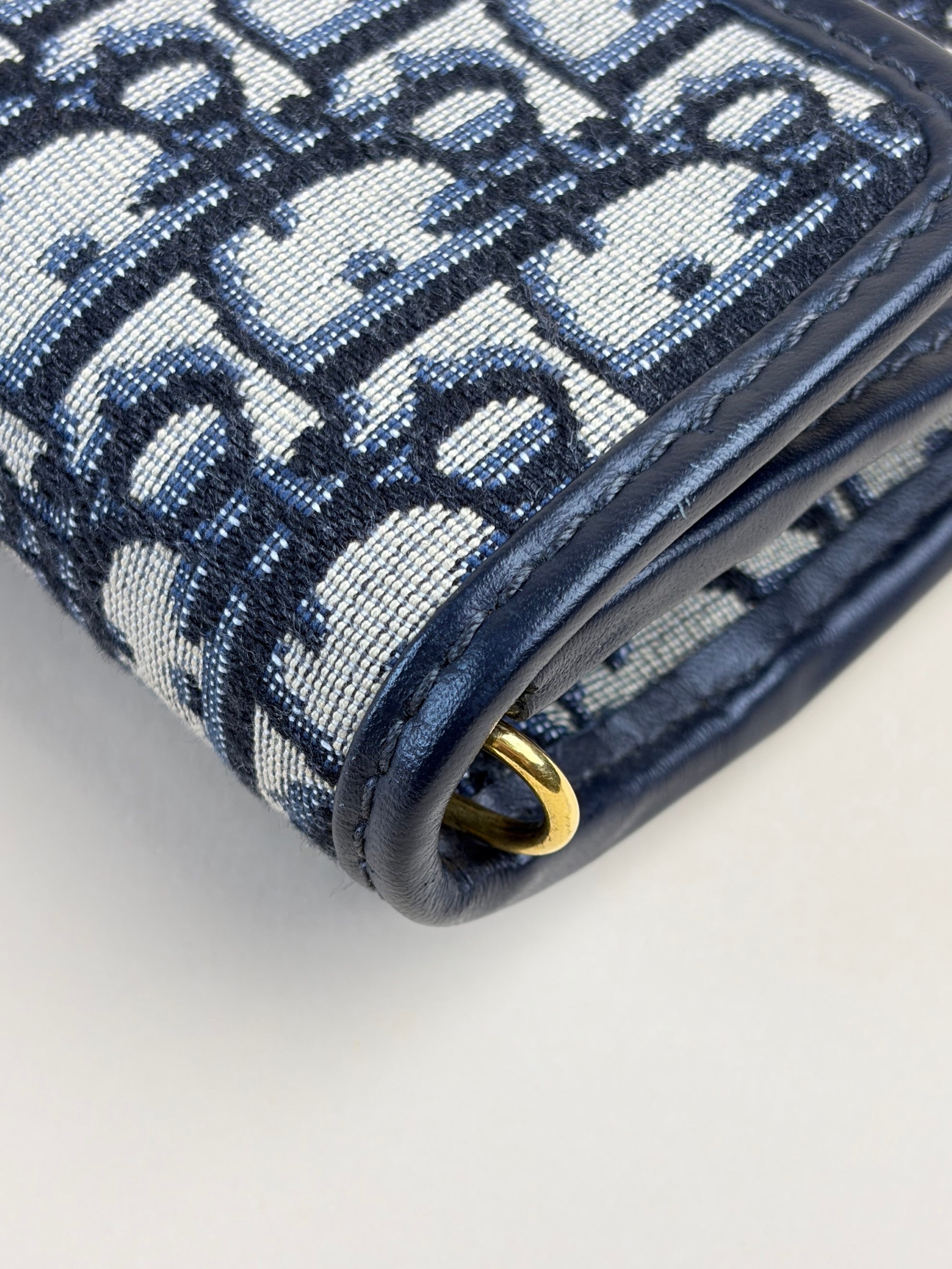 Dior blue oblique canvas 30montaigne chain clutch