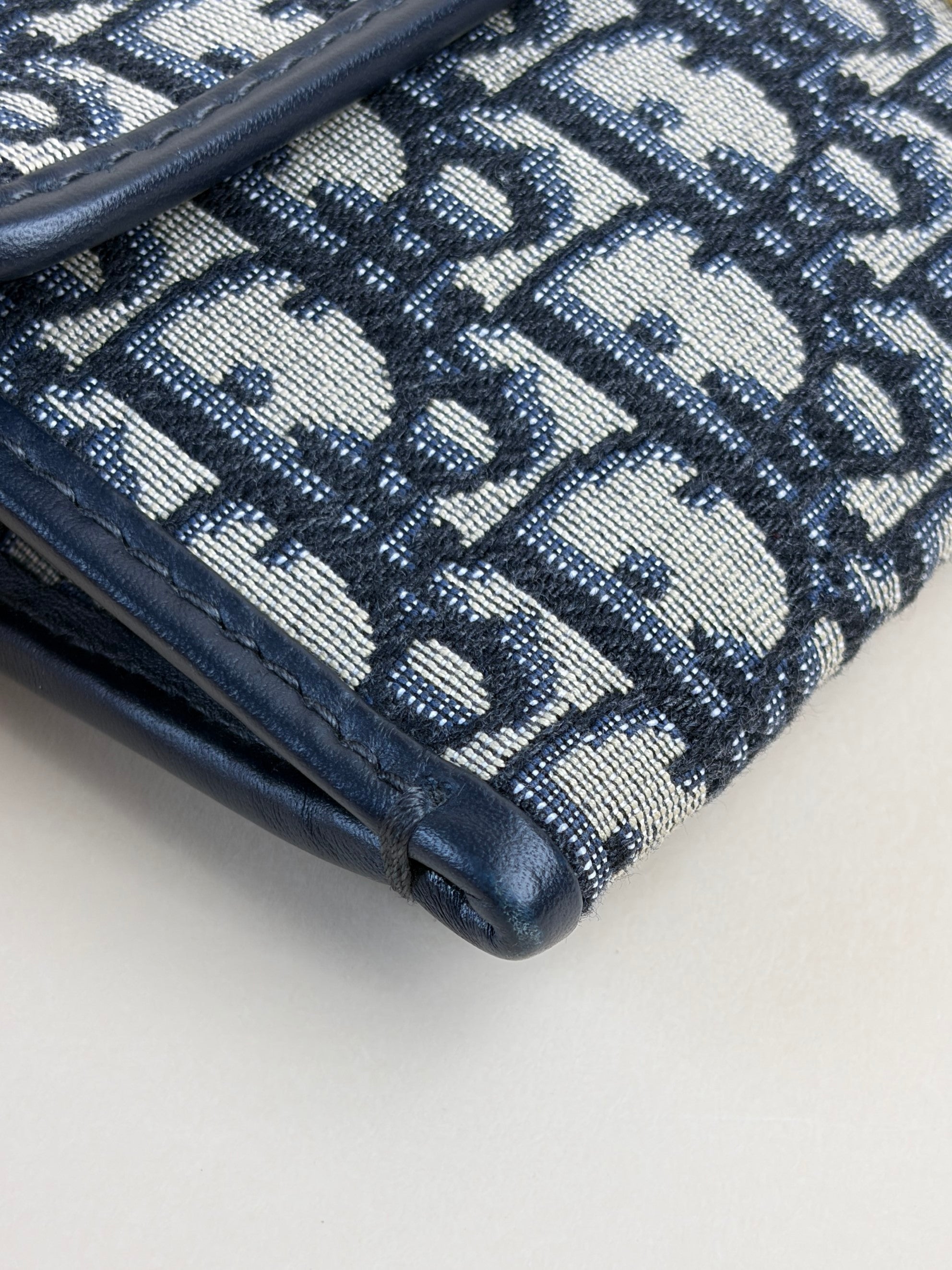 Dior blue oblique canvas 30montaigne chain clutch