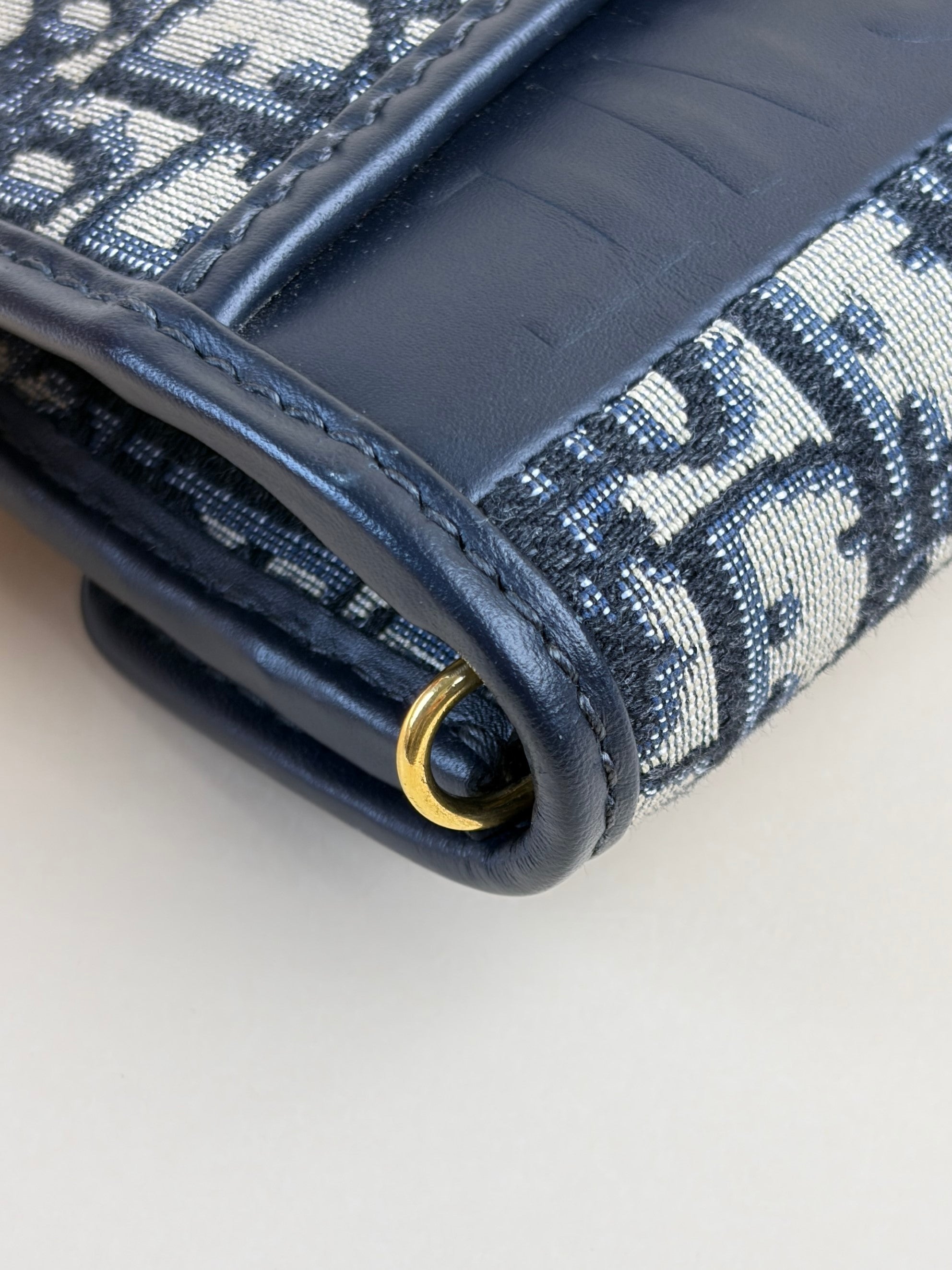 Dior blue oblique canvas 30montaigne chain clutch