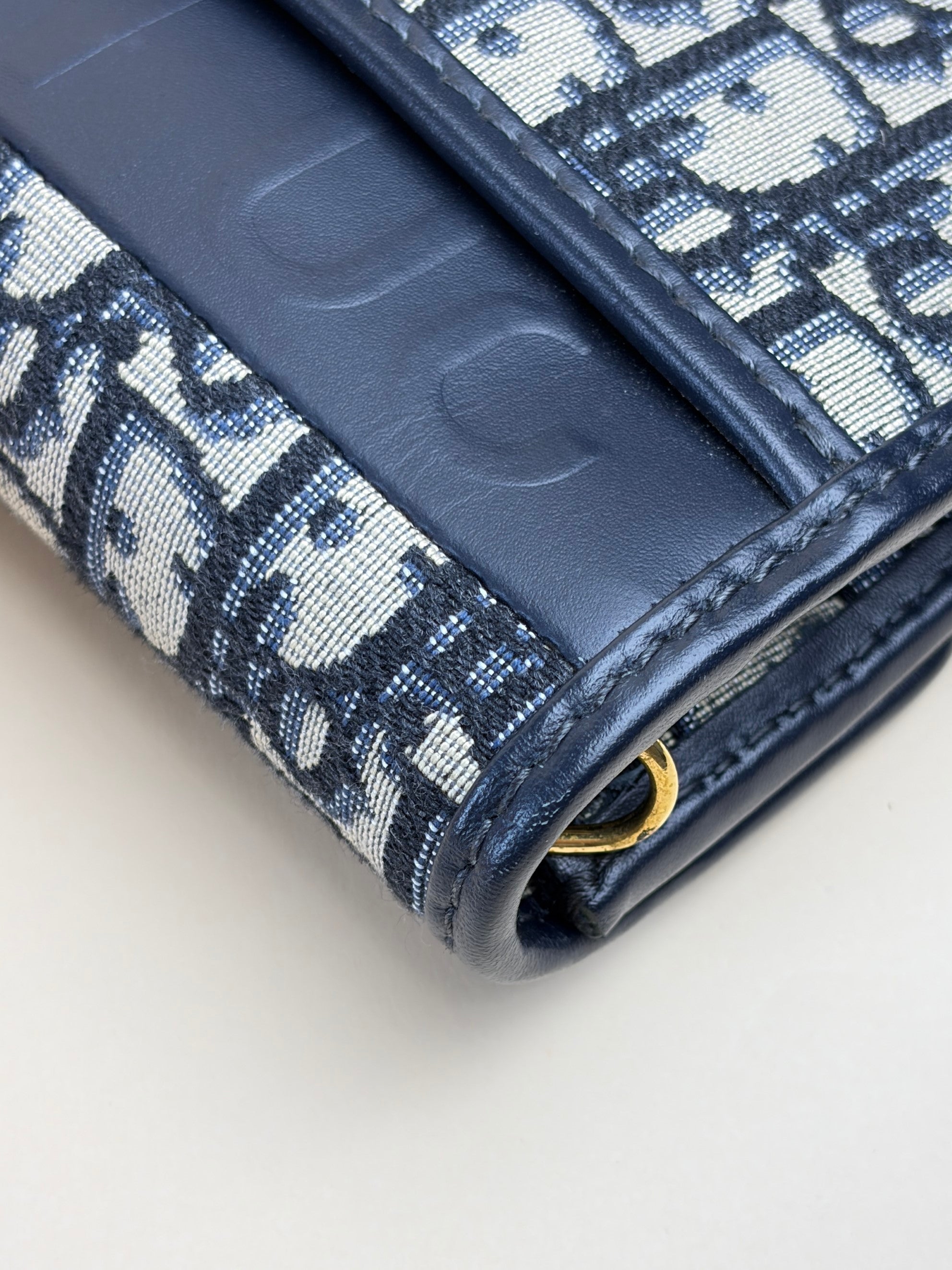 Dior blue oblique canvas 30montaigne chain clutch