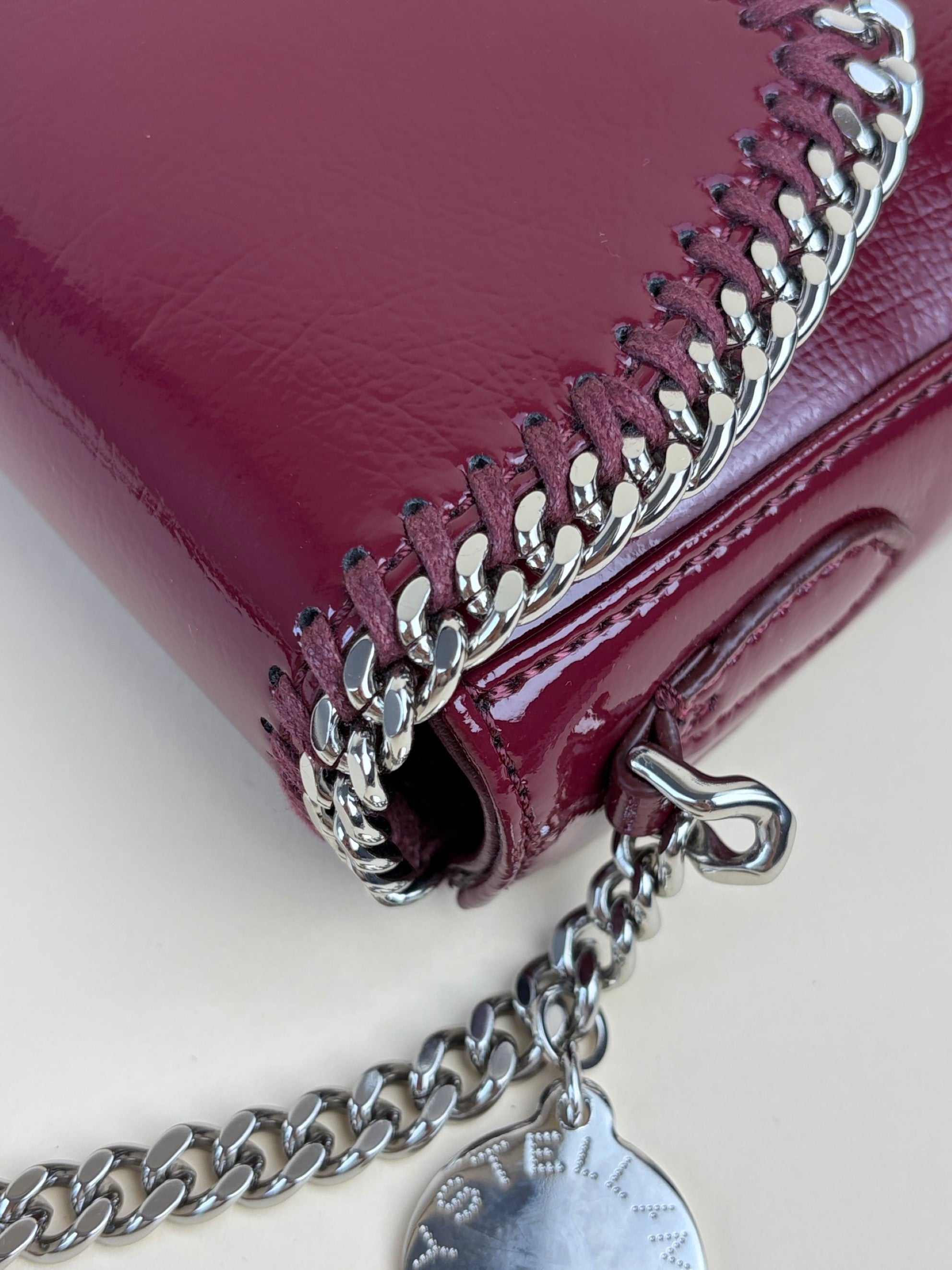 stella McCartney falabella box burgundy leather