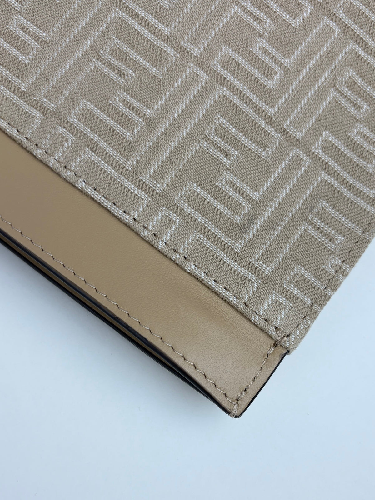 Fendi beige Demin effect ff jacquard medium flat pouch