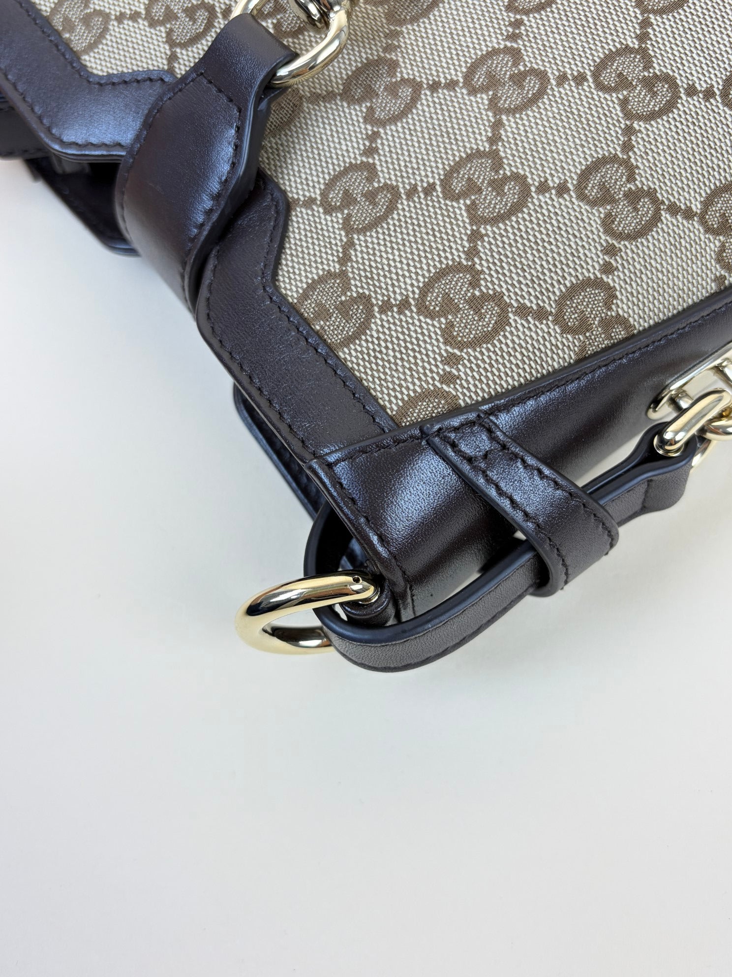Gucci Monogram Dark Brown GG Supreme Mini Shadow Bucket Bag