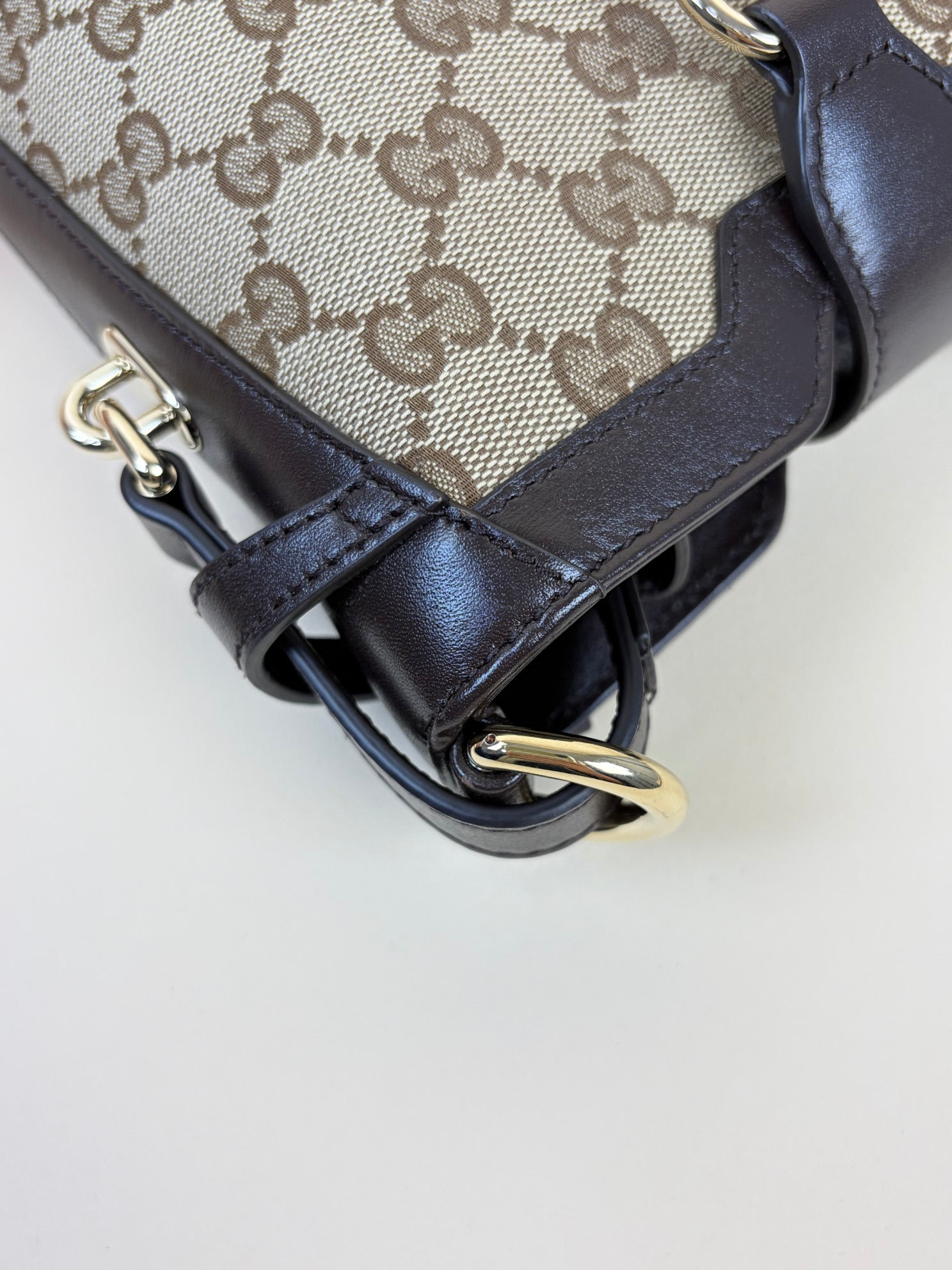 Gucci Monogram Dark Brown GG Supreme Mini Shadow Bucket Bag