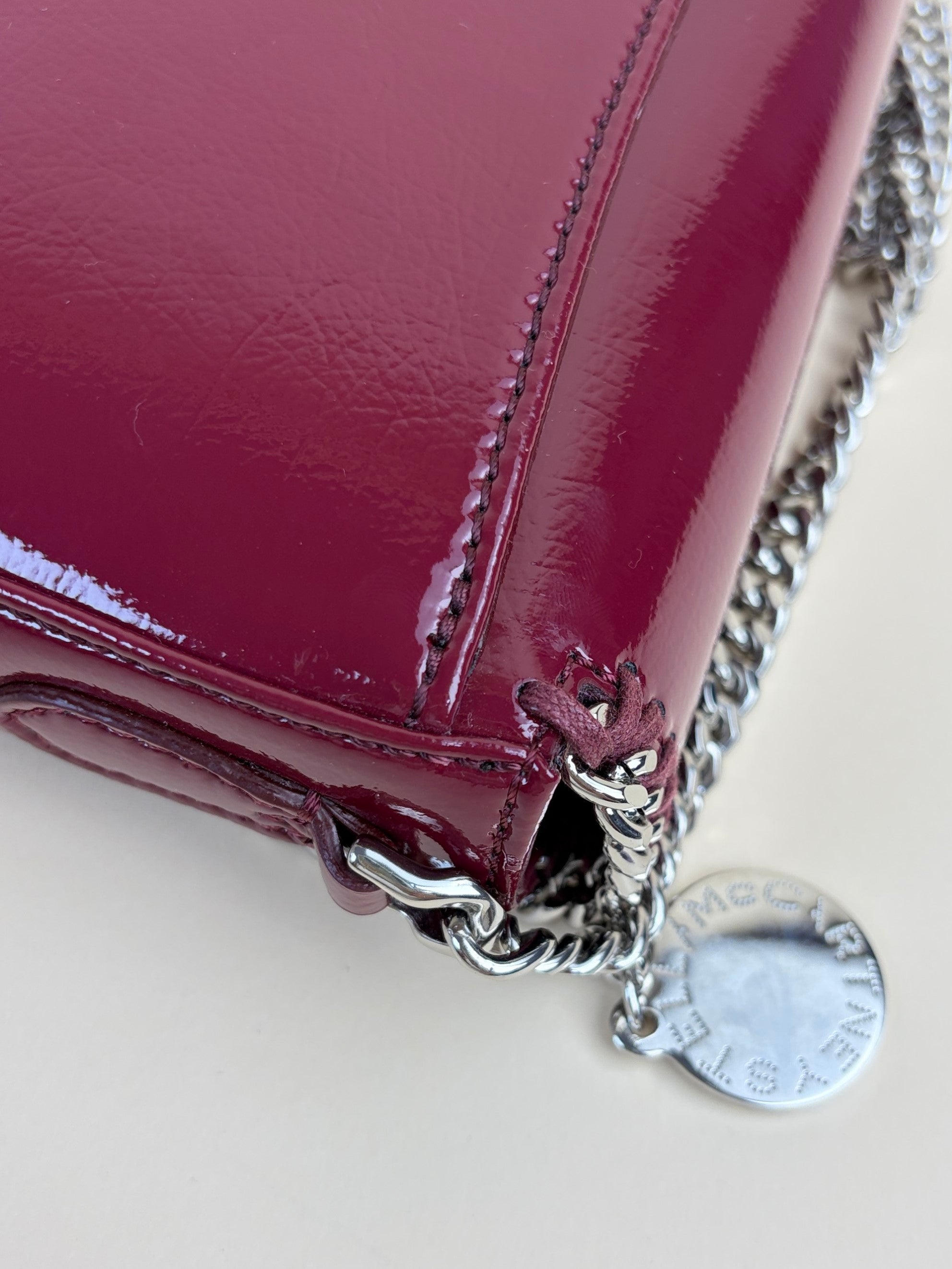 stella McCartney falabella box burgundy leather