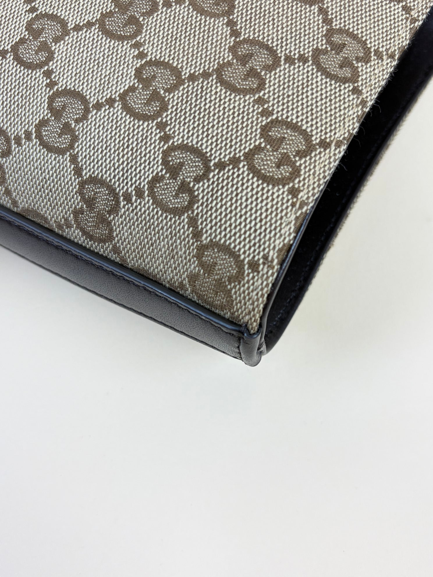 Gucci Monogram Dark Brown GG Supreme Mini Shadow Bucket Bag