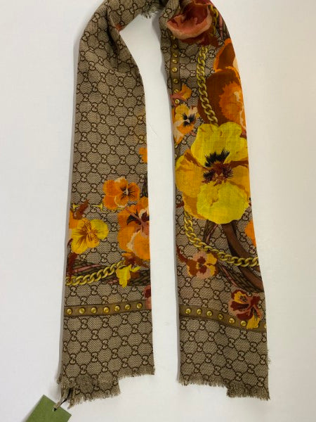 Gucci Bicolor GG Floral Scarf