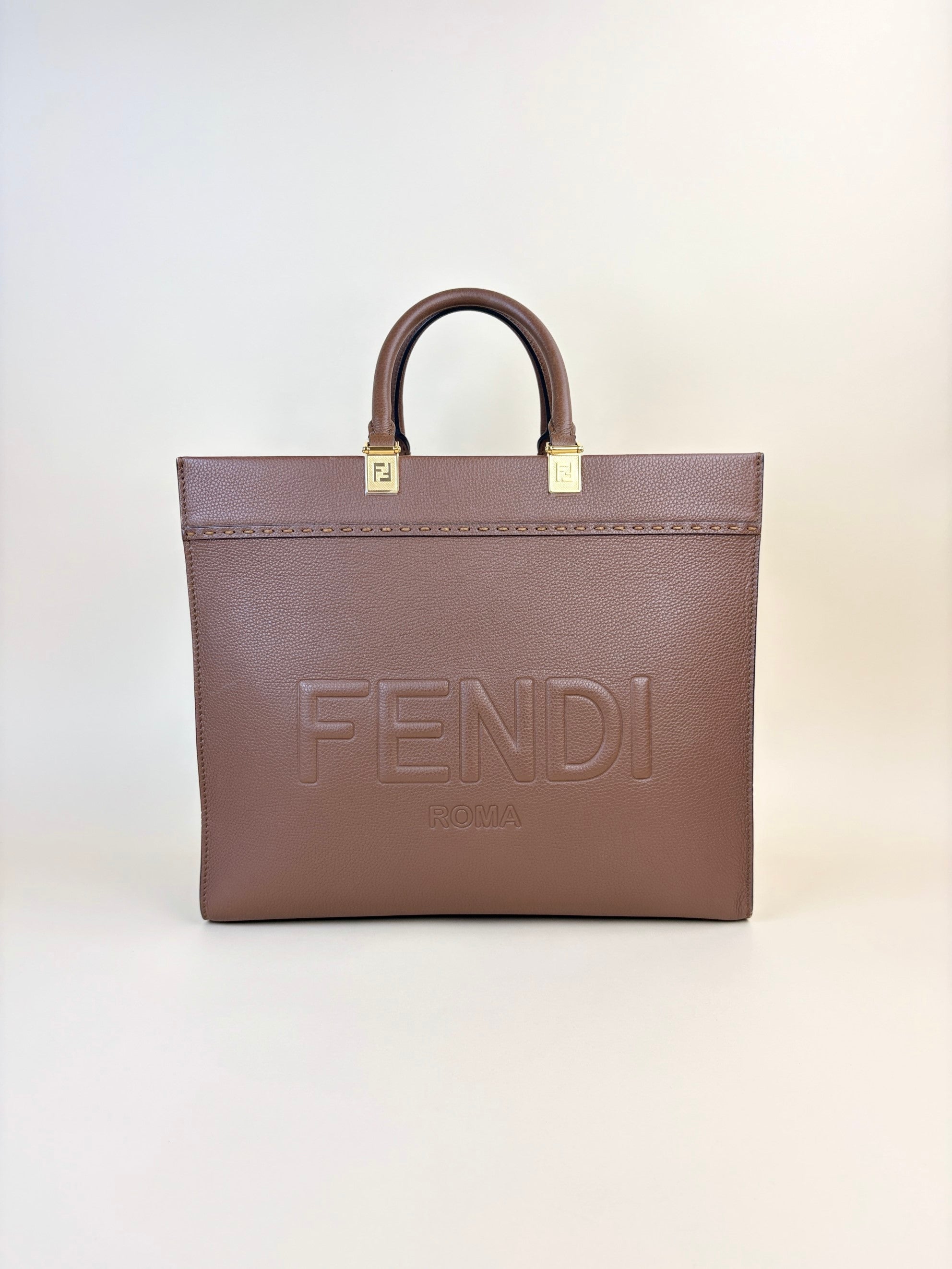Fendi brown Sunshine Medium Shopping Tote Bag