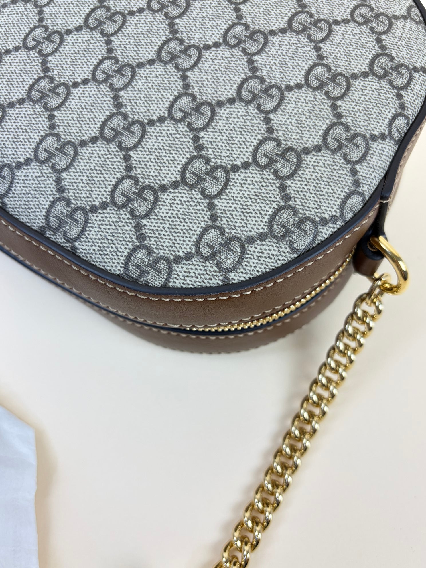 Gucci Tricolor GG Monogram Supreme Cuoio Toscano Cuir Mini Chain Shoulder Bag