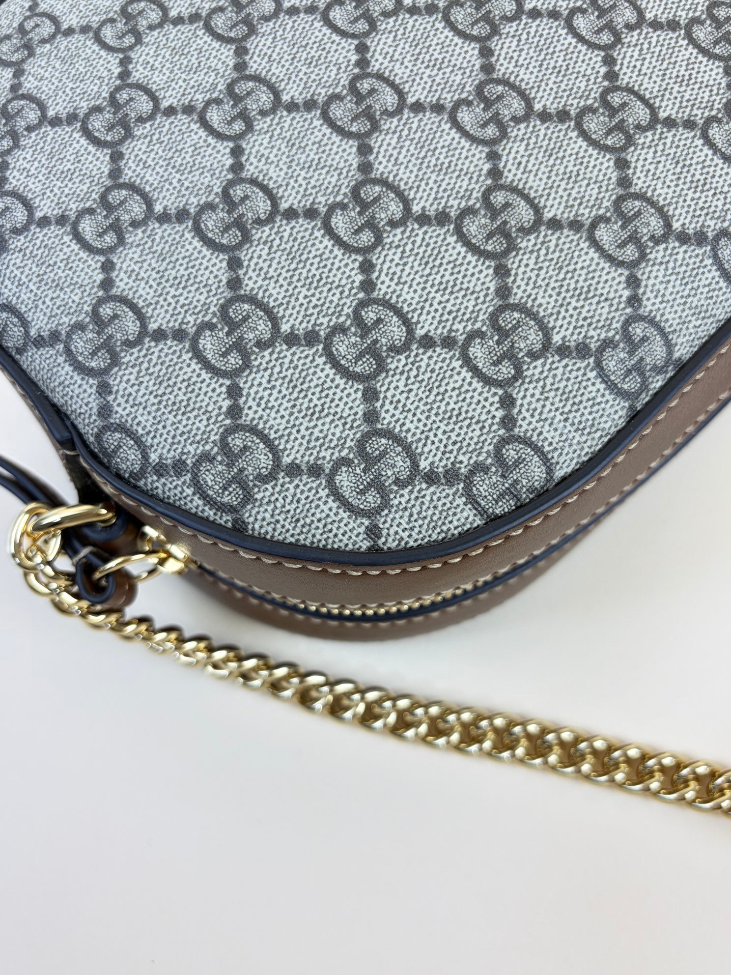 Gucci Tricolor GG Monogram Supreme Cuoio Toscano Cuir Mini Chain Shoulder Bag