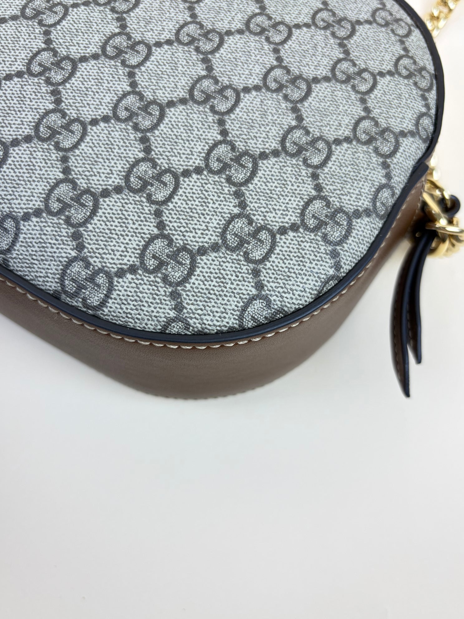 Gucci Tricolor GG Monogram Supreme Cuoio Toscano Cuir Mini Chain Shoulder Bag