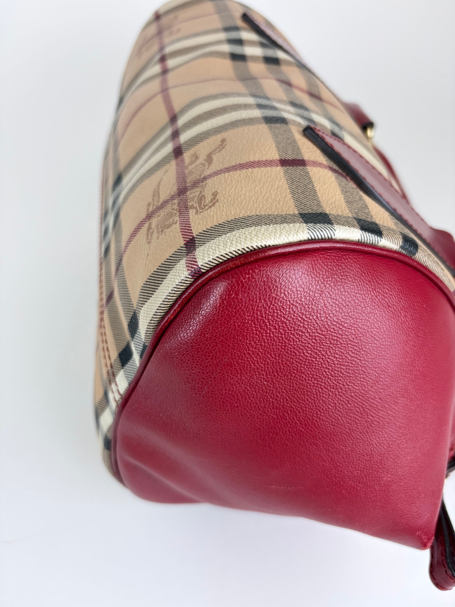 Burberry red leather small Blaze Haymarket Tote Bag