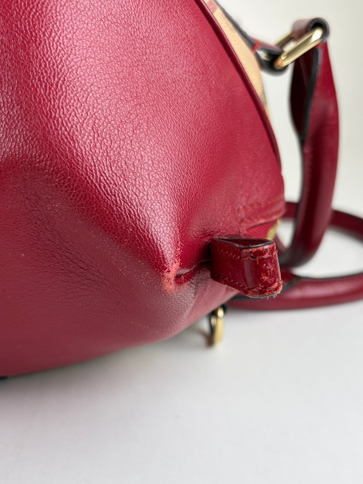 Burberry red leather small Blaze Haymarket Tote Bag