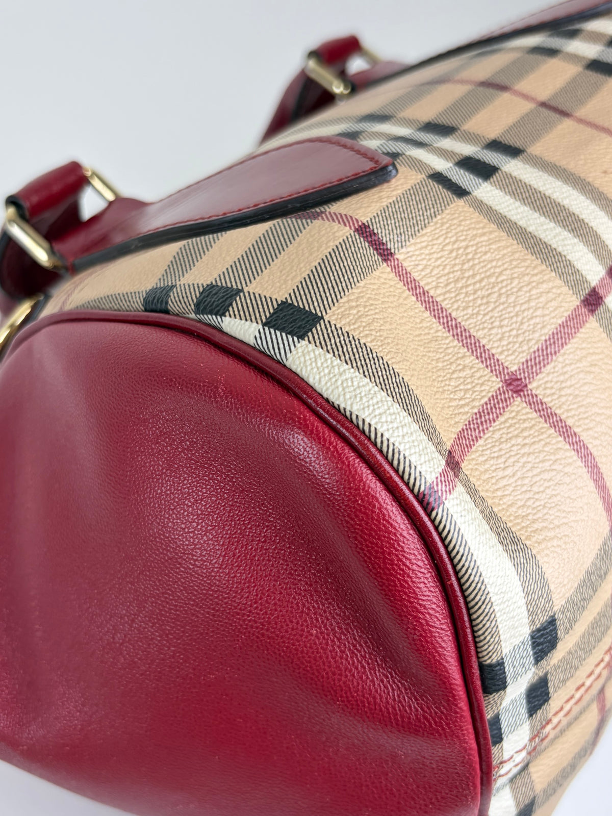 Burberry red leather small Blaze Haymarket Tote Bag
