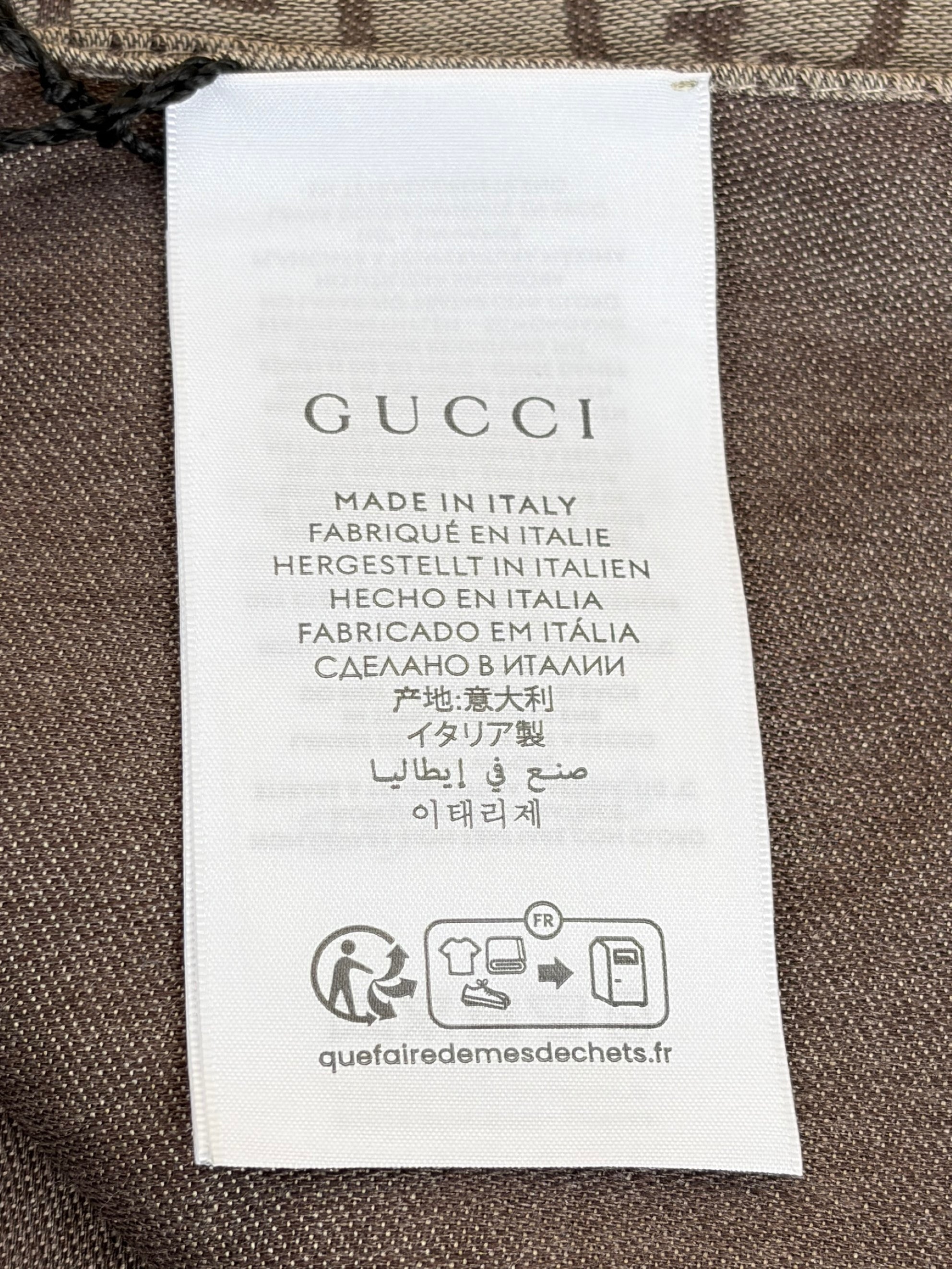 Gucci Dark Brown GG Monogram Wool/Silk Scarf
