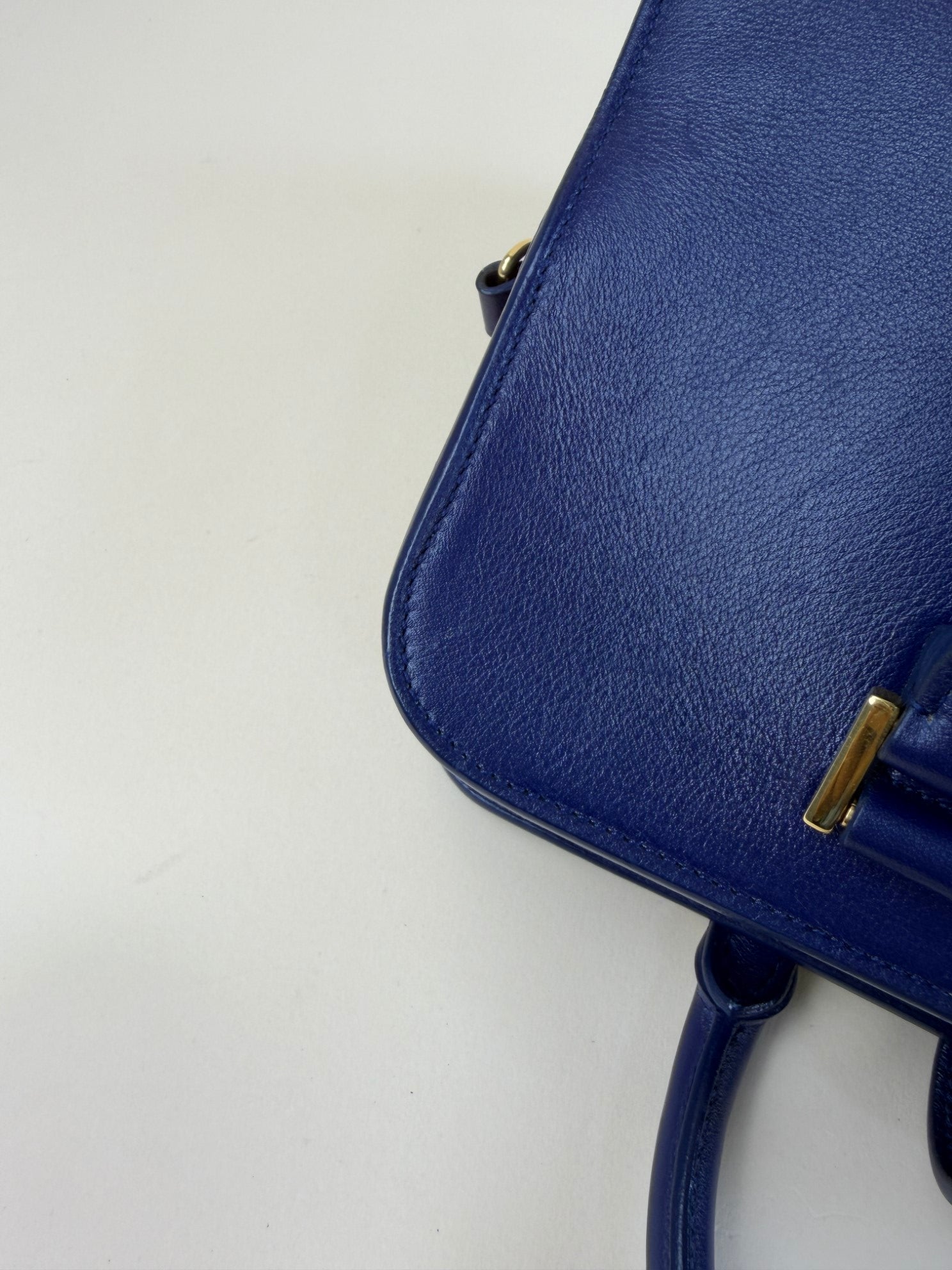 YSL blue calfskin Monogram Baby Cabas Bag