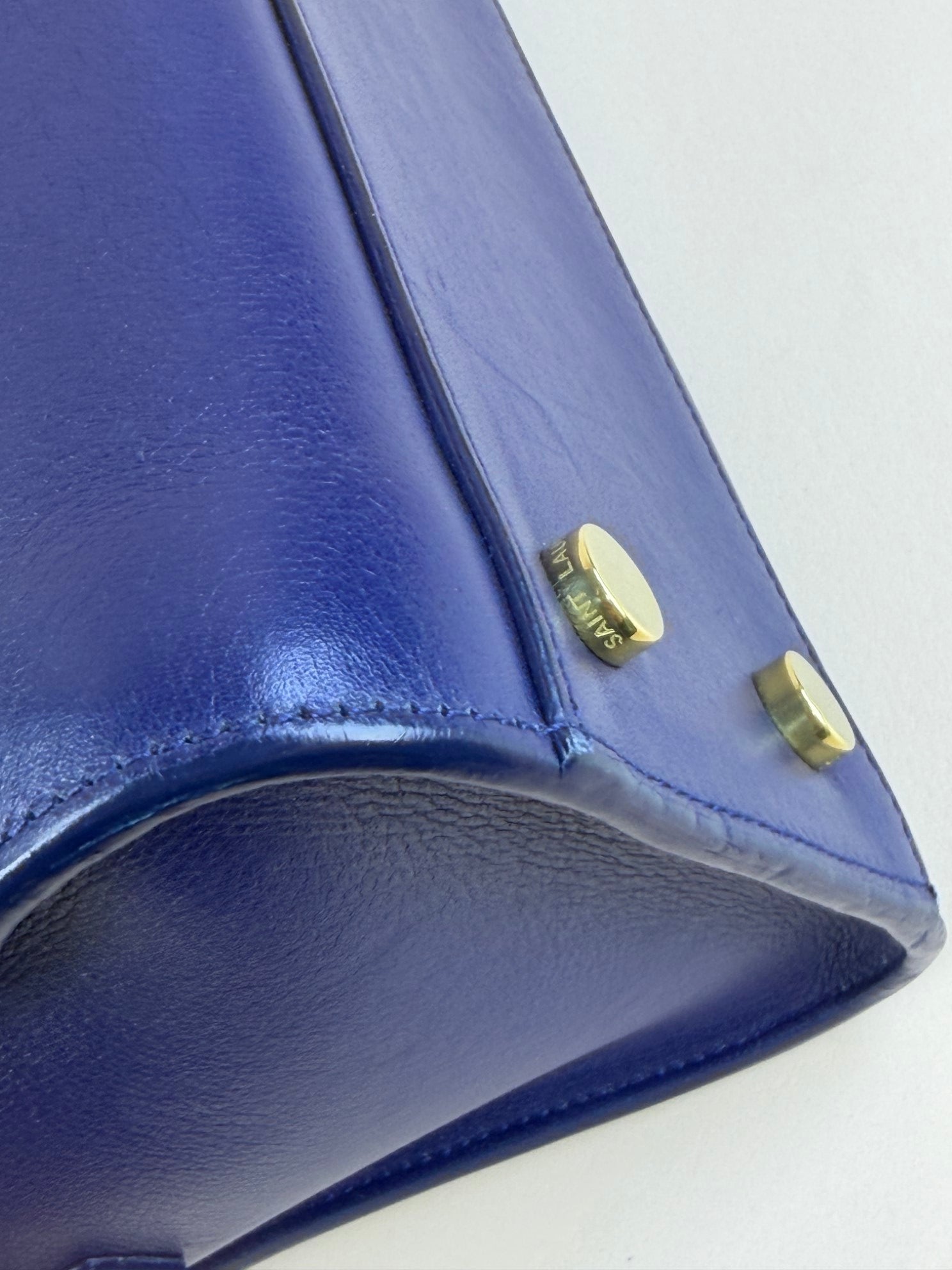 YSL blue calfskin Monogram Baby Cabas Bag