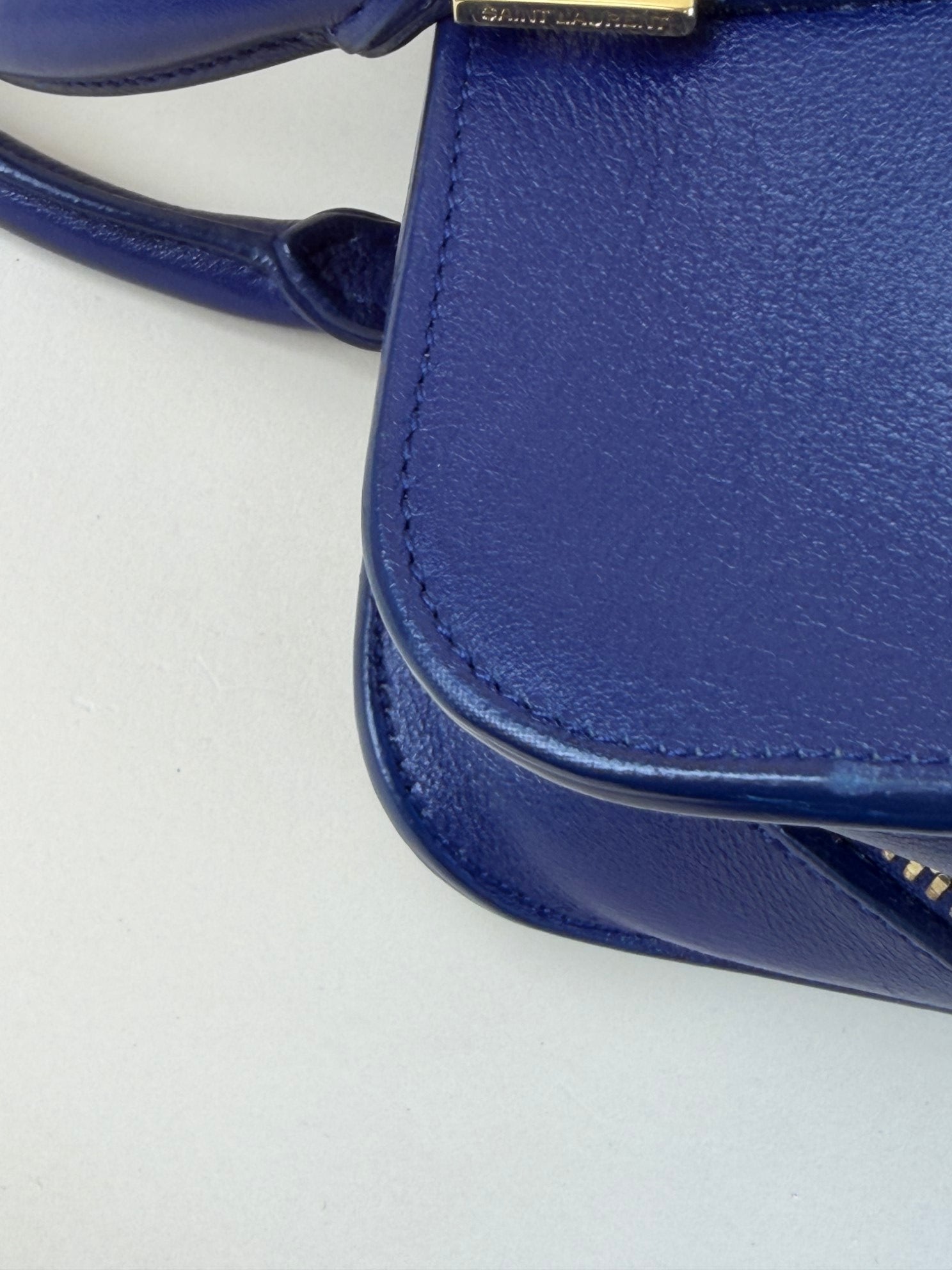 YSL blue calfskin Monogram Baby Cabas Bag