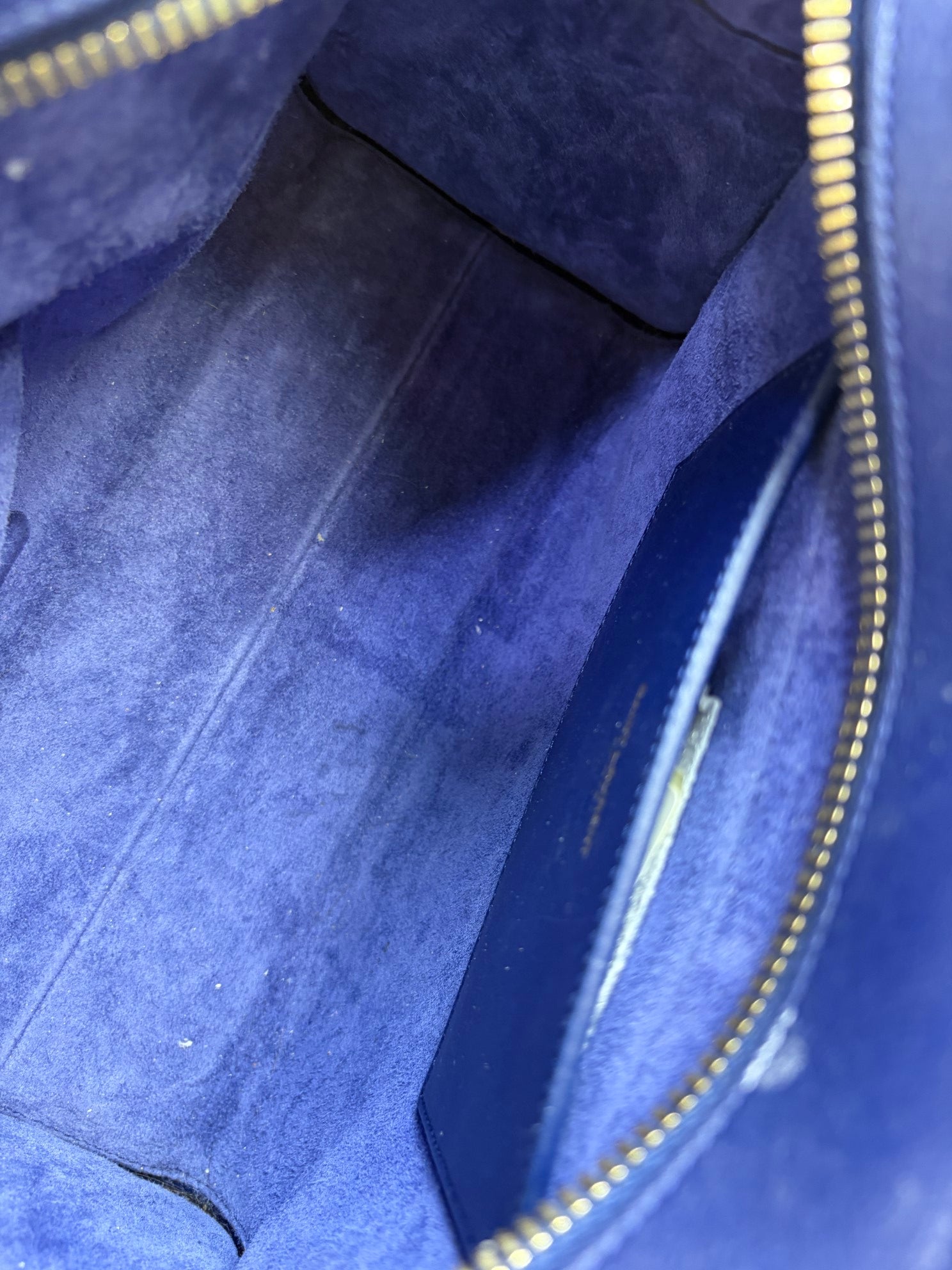 YSL blue calfskin Monogram Baby Cabas Bag