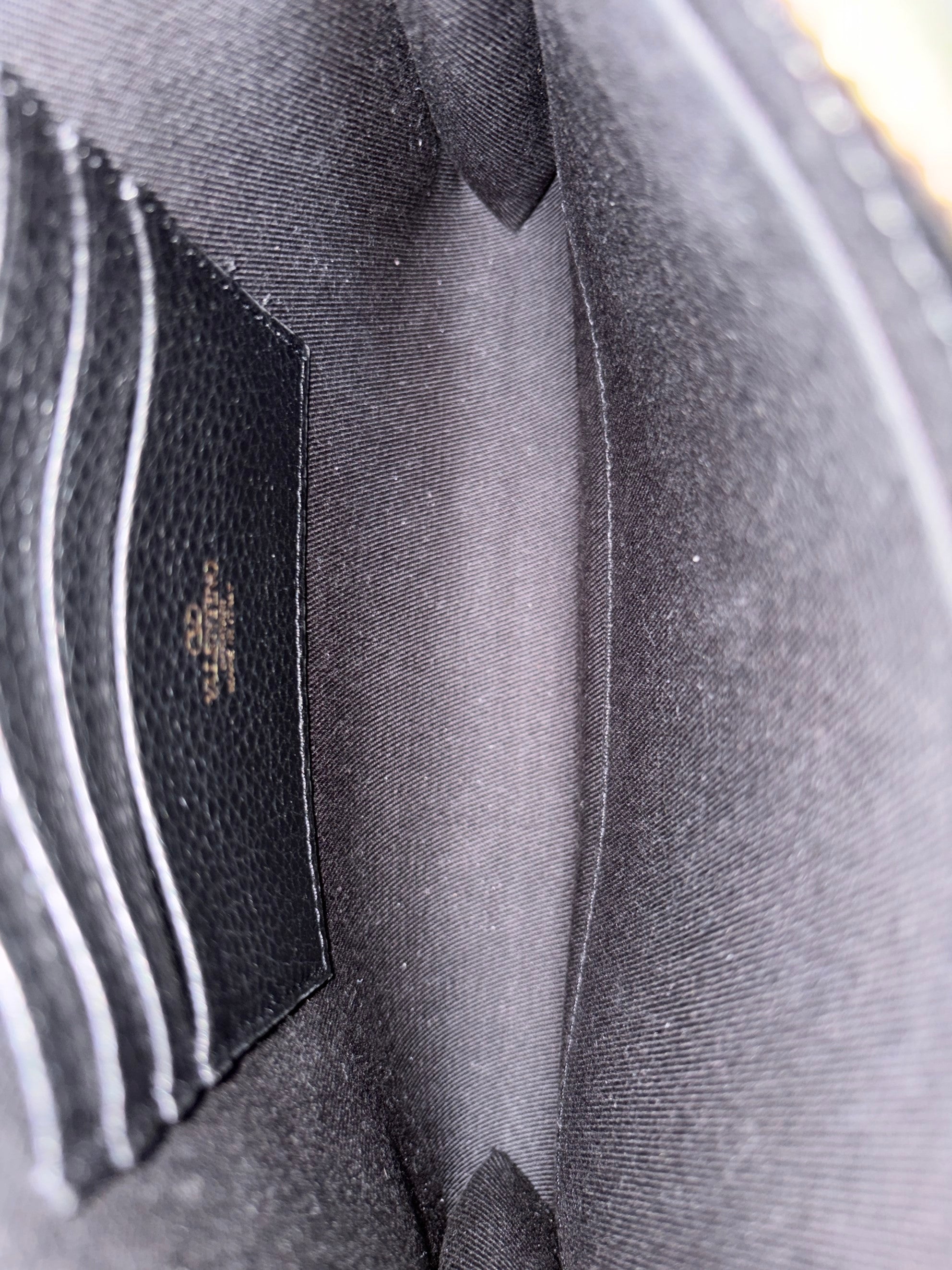 Valentino euro Black pebbled Rock stud Zipped Clutch
