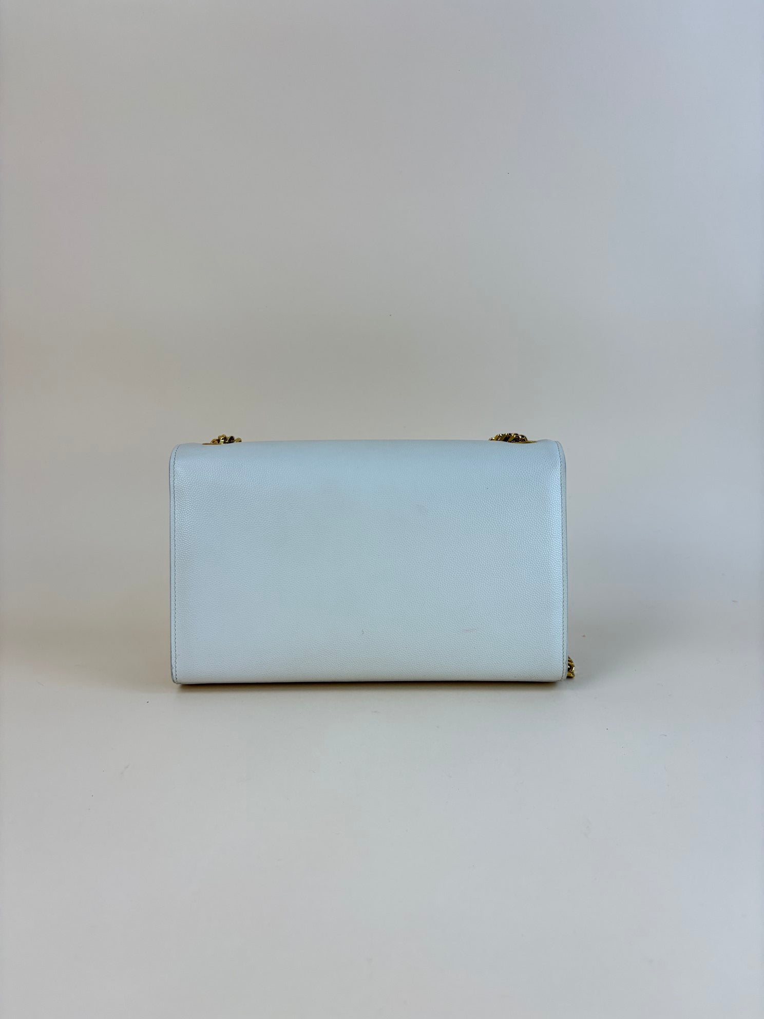 YSL off white Kate Flap medium in grain de Poudre embossed Bag