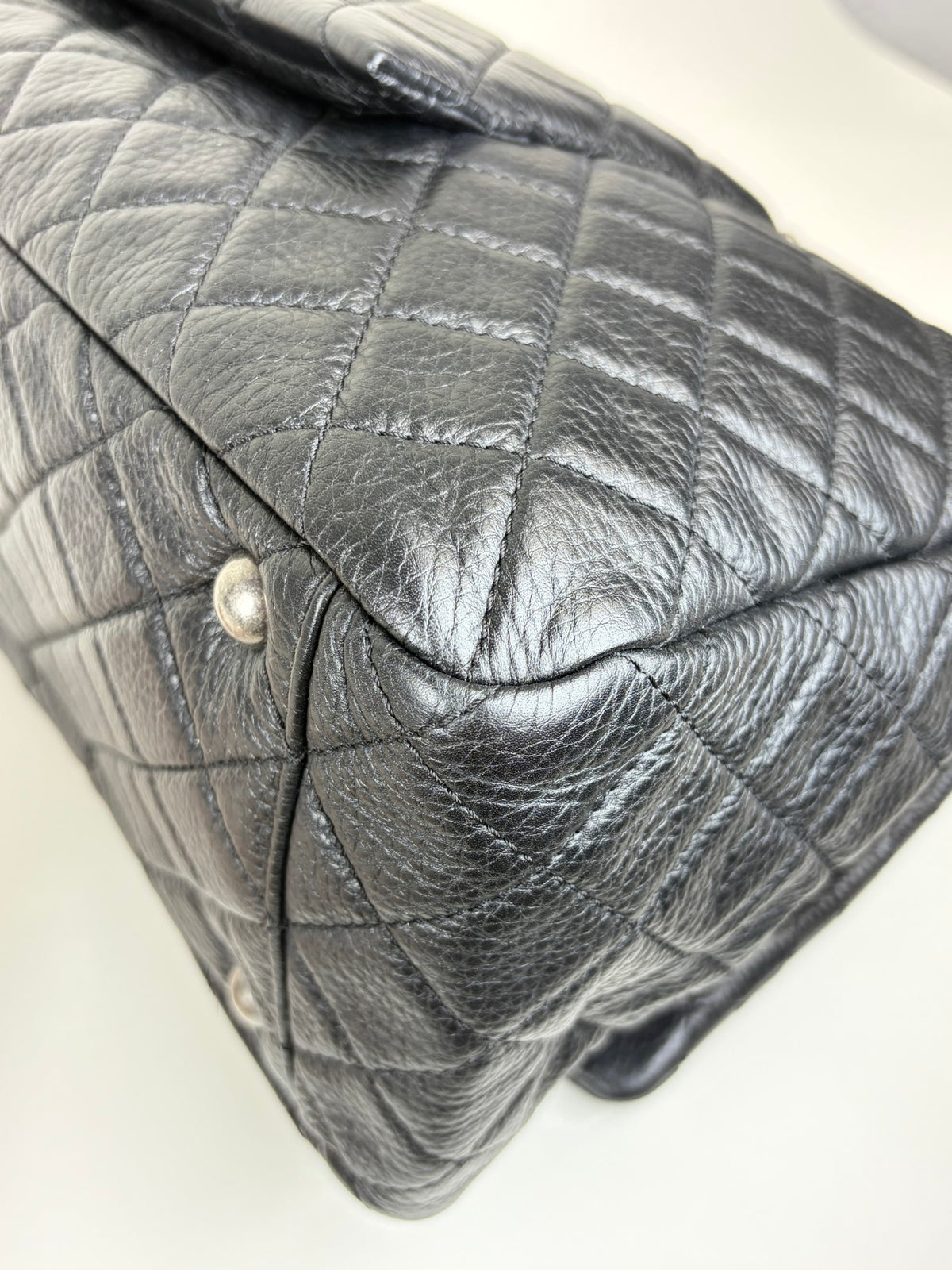 CHANEL black grained calfskin quilted xxl travel flap bag
