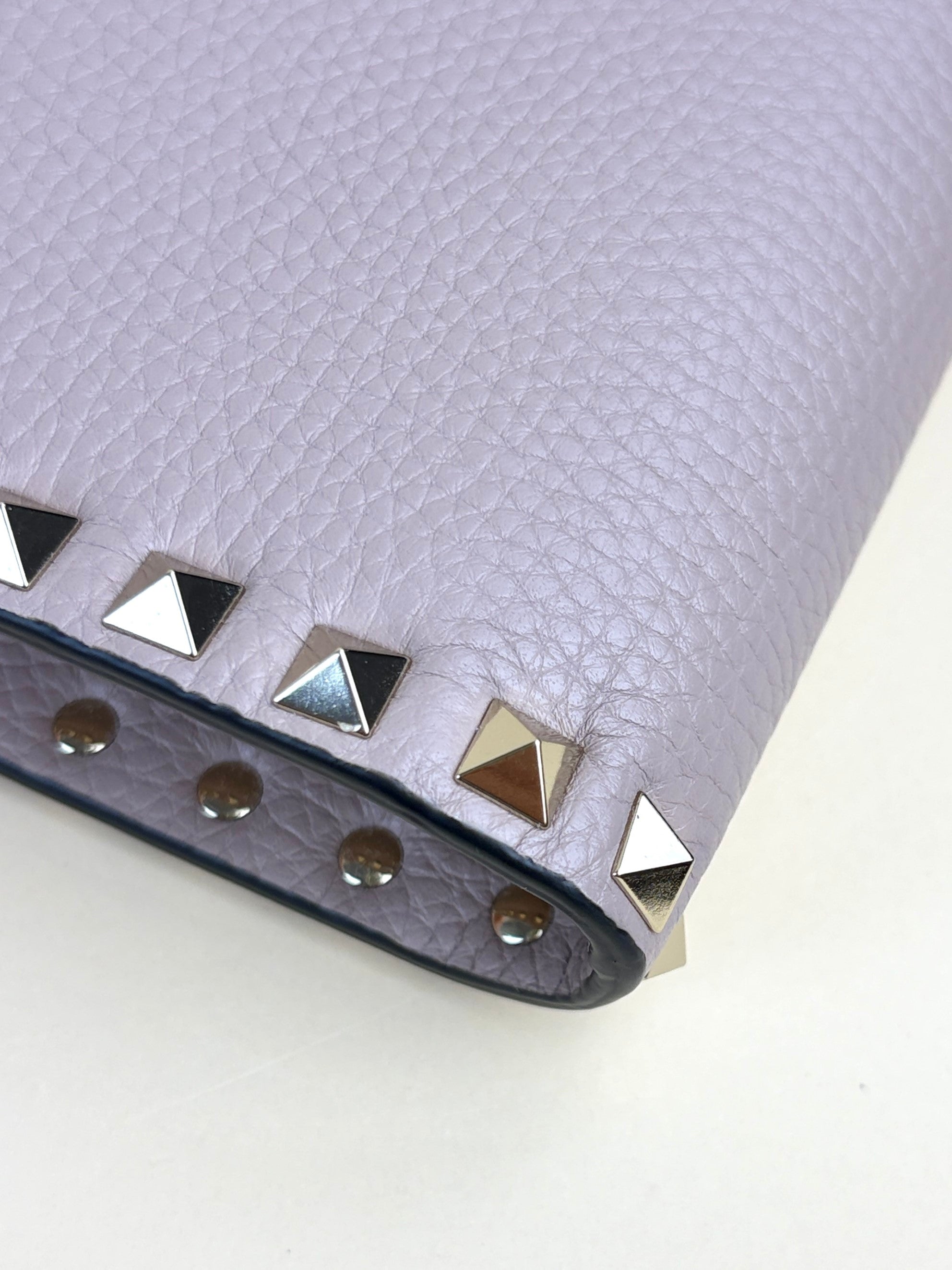 Valentino euro nude pebbled Rock stud Zipped pouch