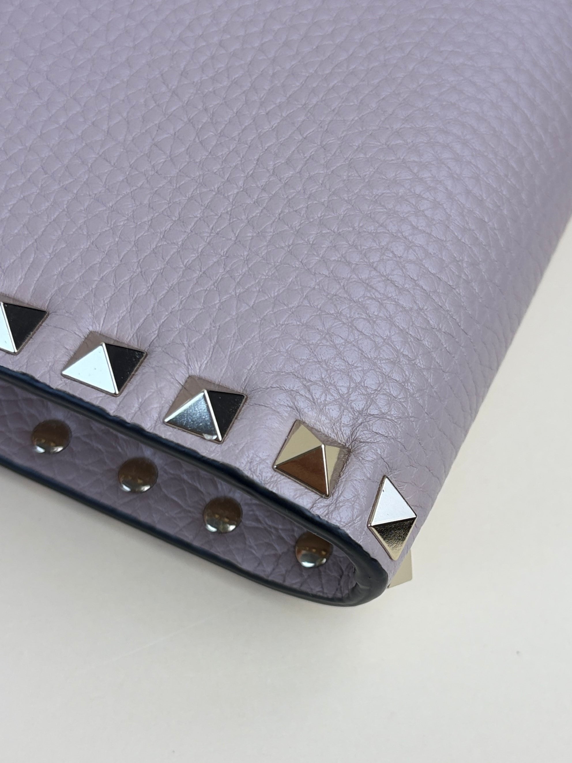 Valentino euro nude pebbled Rock stud Zipped Clutch