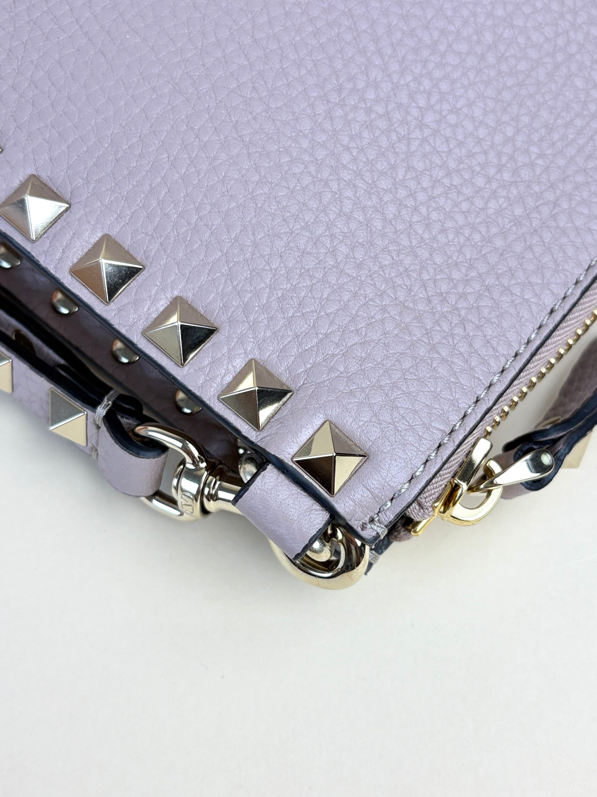 Valentino euro nude pebbled Rock stud Zipped pouch