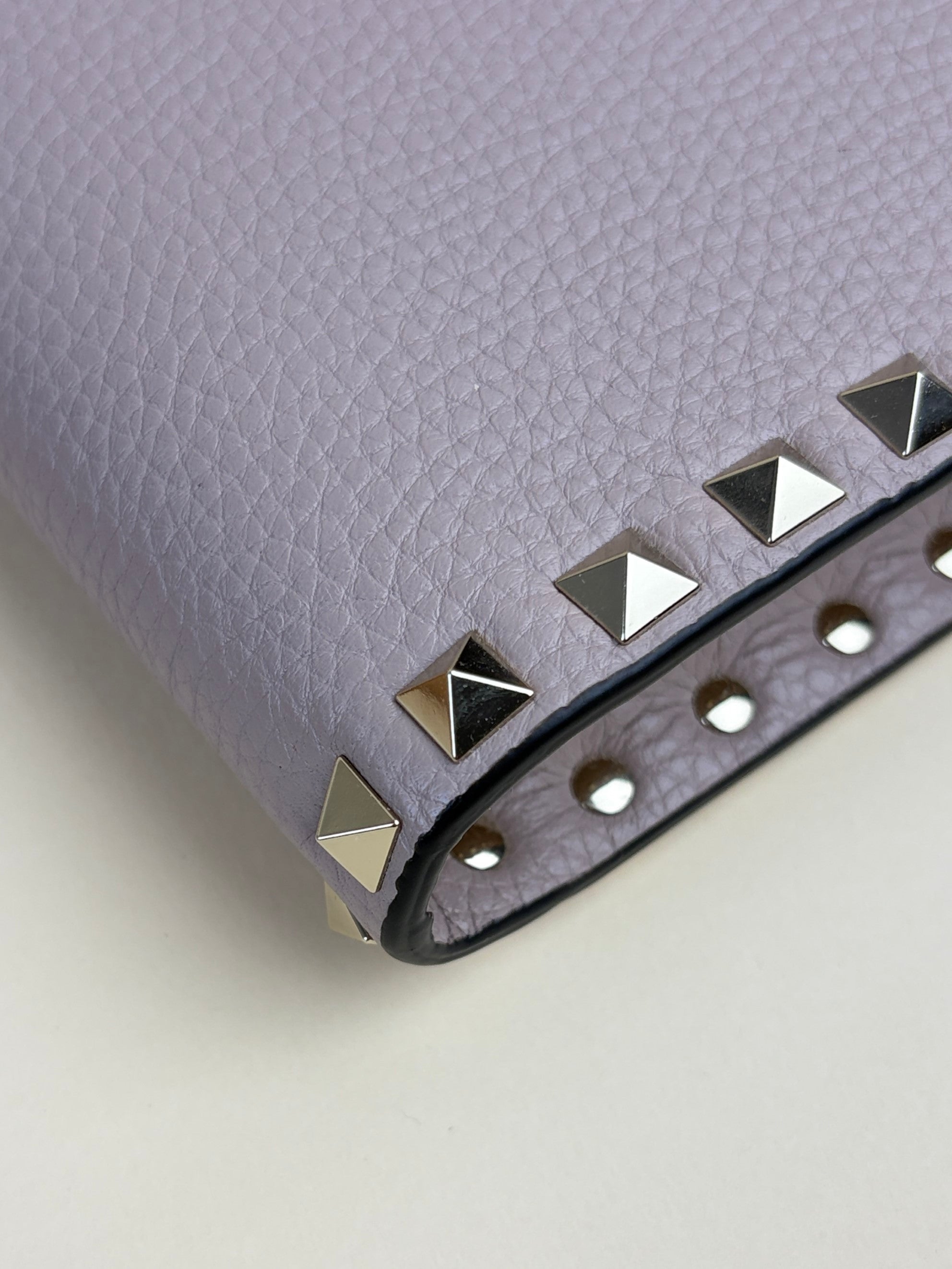 Valentino euro nude pebbled Rock stud Zipped Clutch