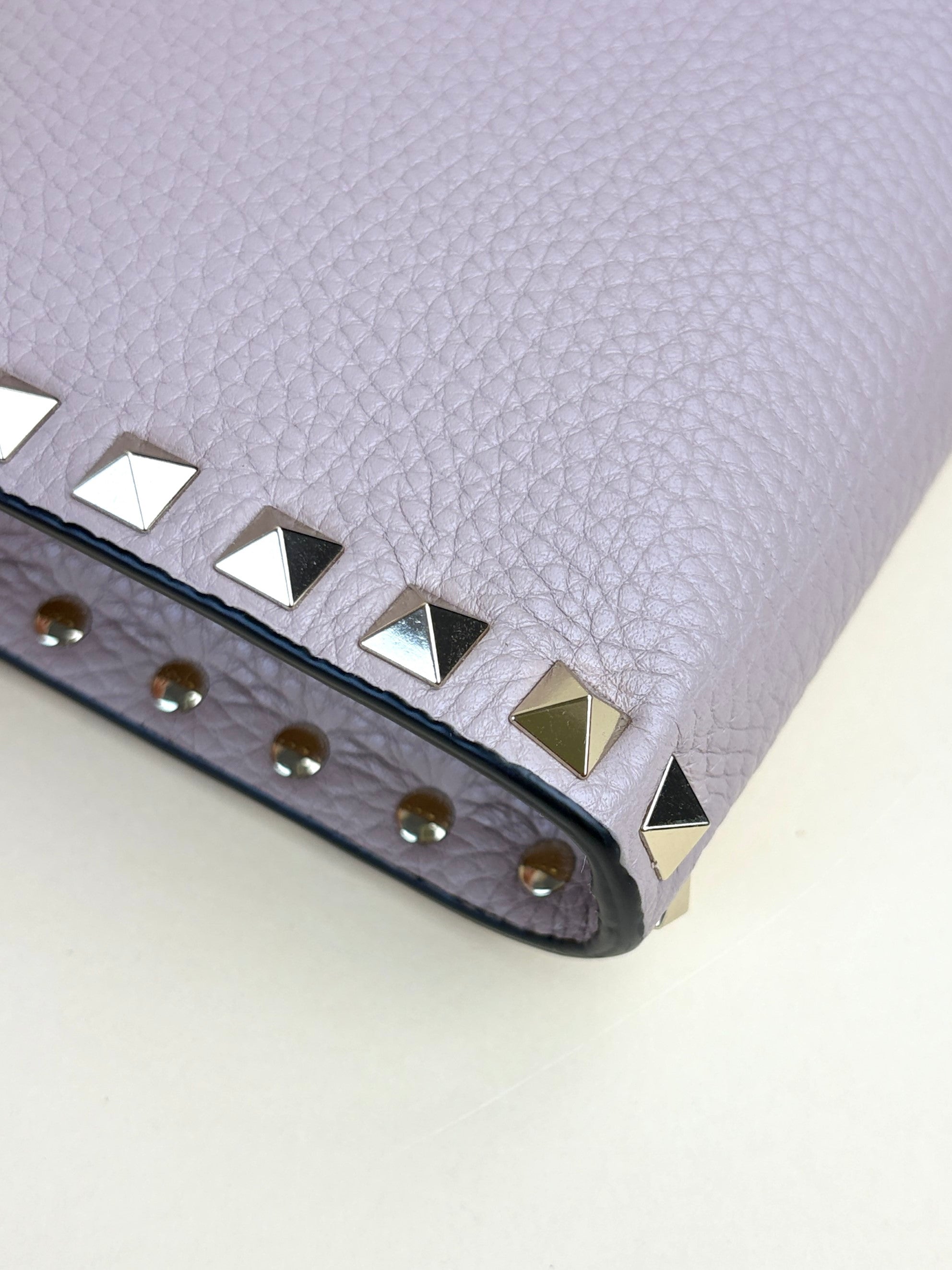 Valentino euro nude pebbled Rock stud Zipped pouch