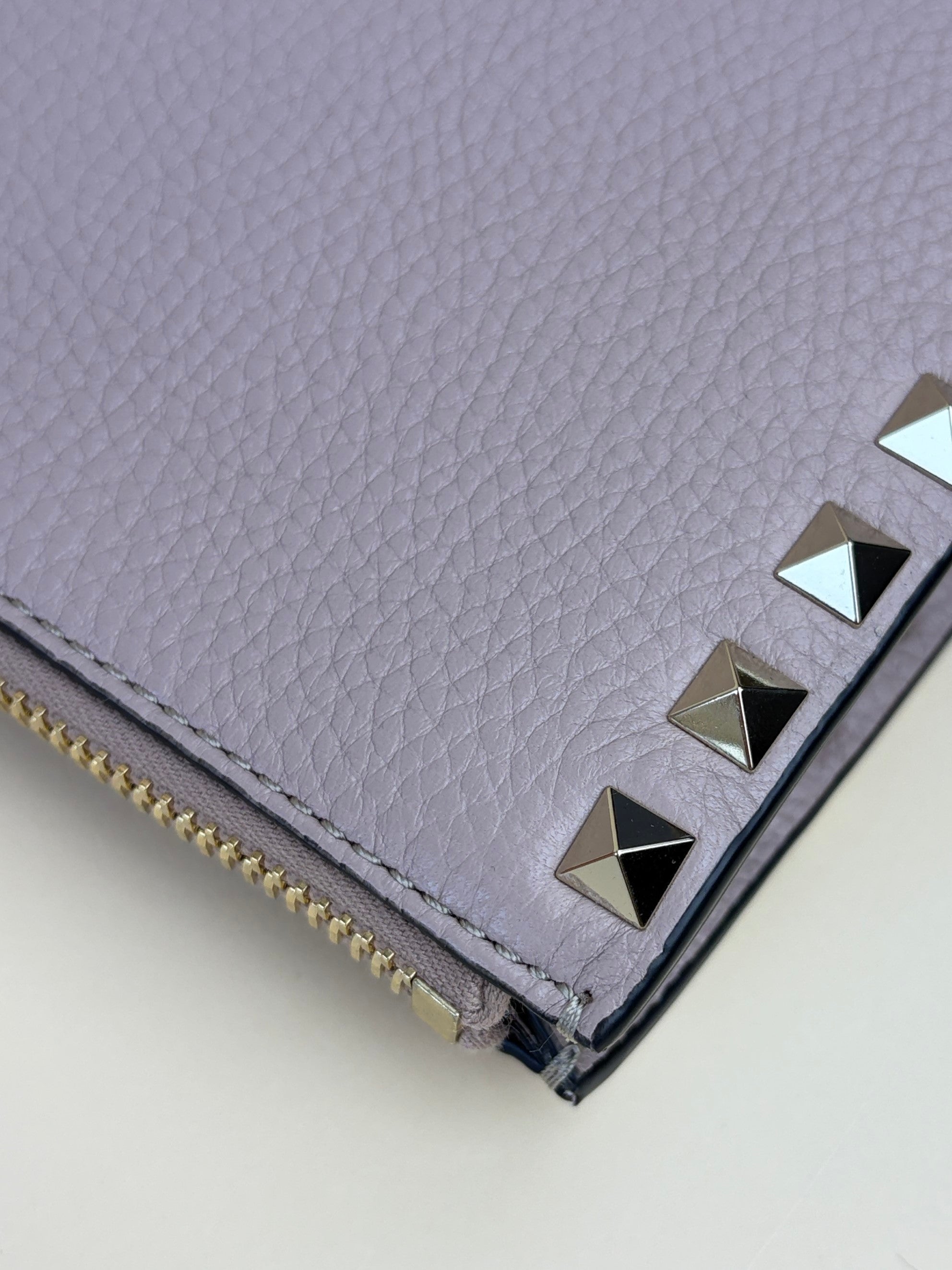 Valentino euro nude pebbled Rock stud Zipped Clutch
