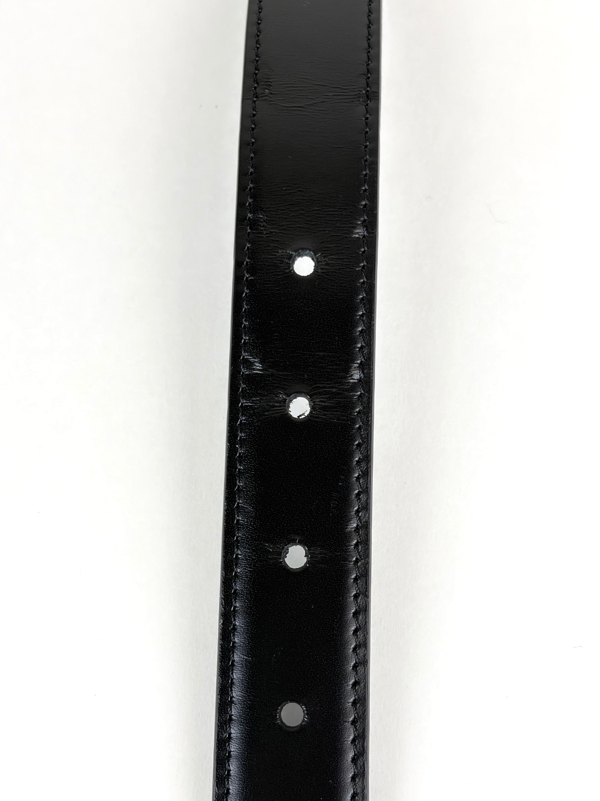 Celine black taurillon leather triomphe 25mm belt