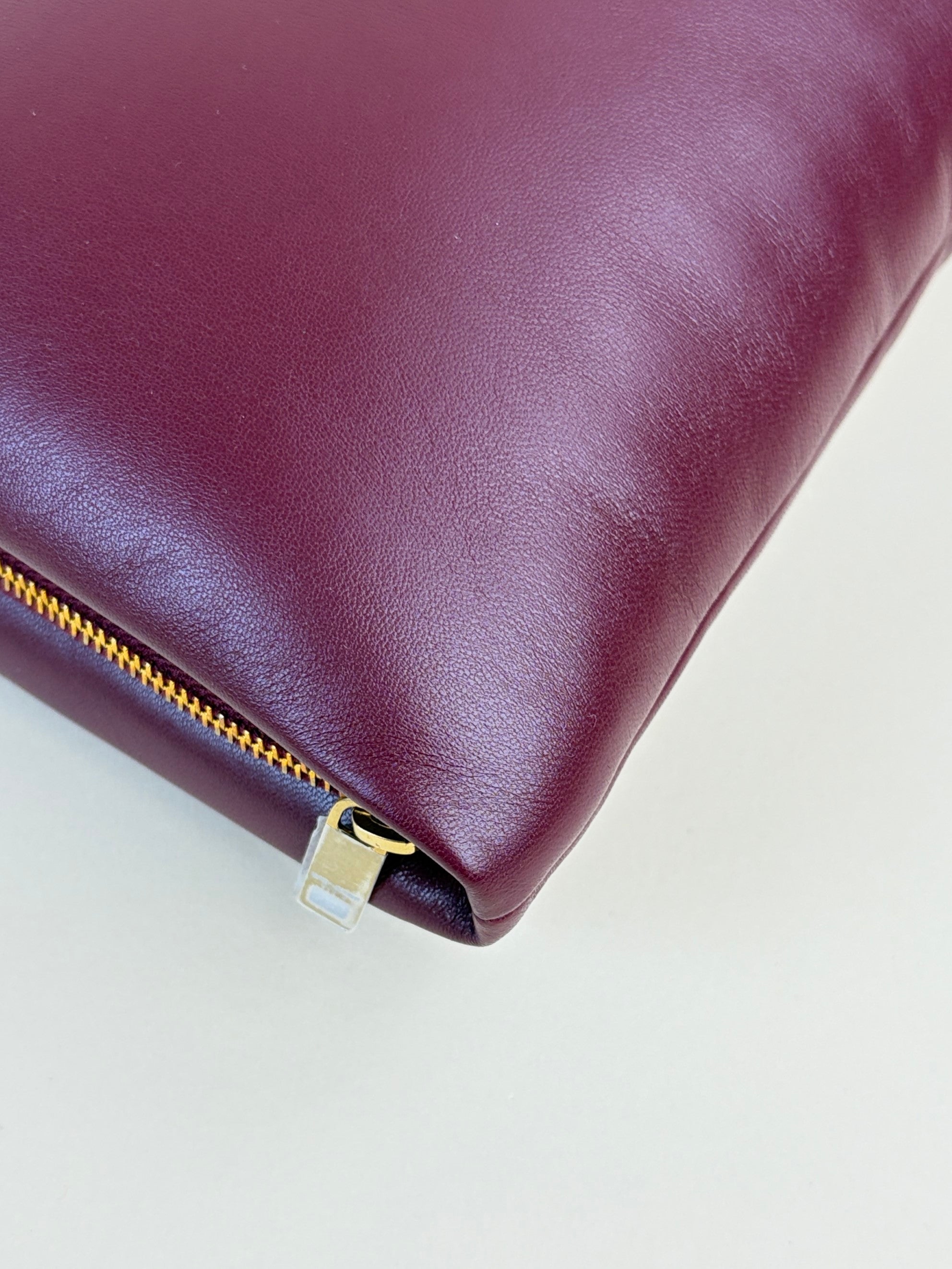 ysl burgundy calypso large zip pouch