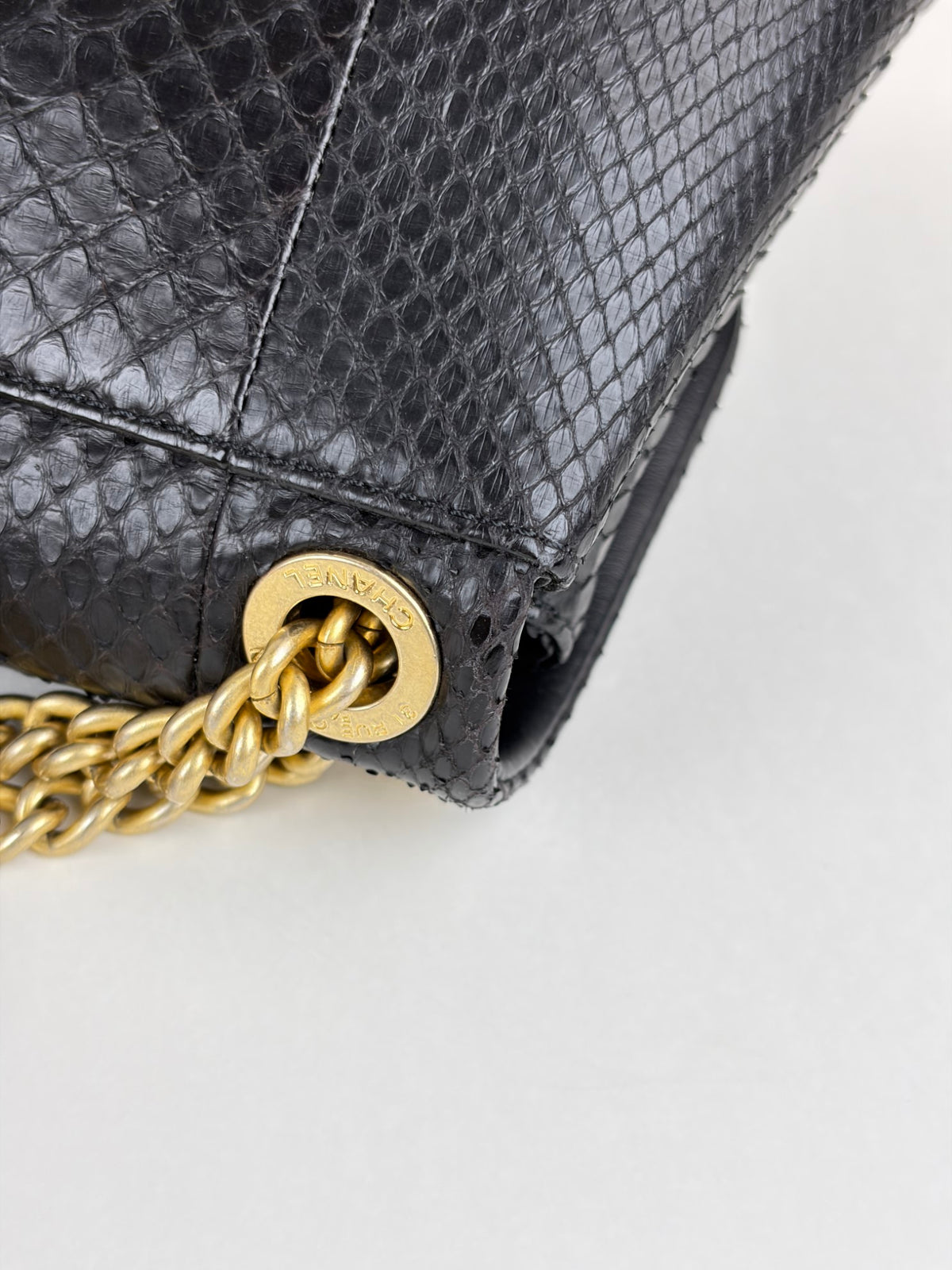 Chanel Black python cc flap bag