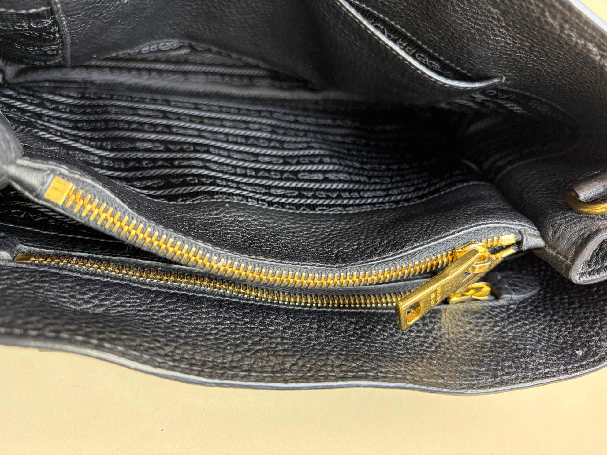 Prada small black vitello danio leather