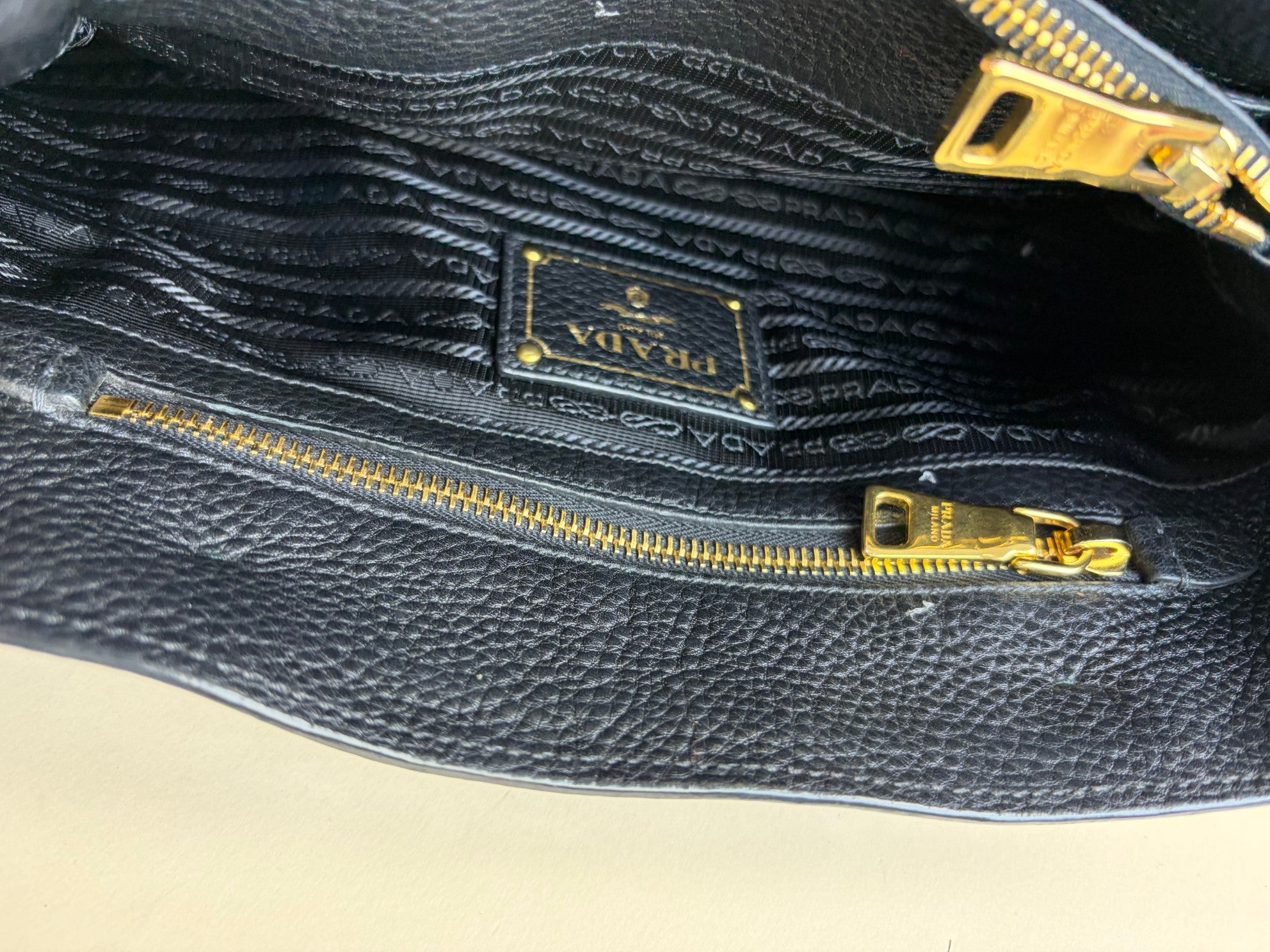 Prada small black vitello danio leather