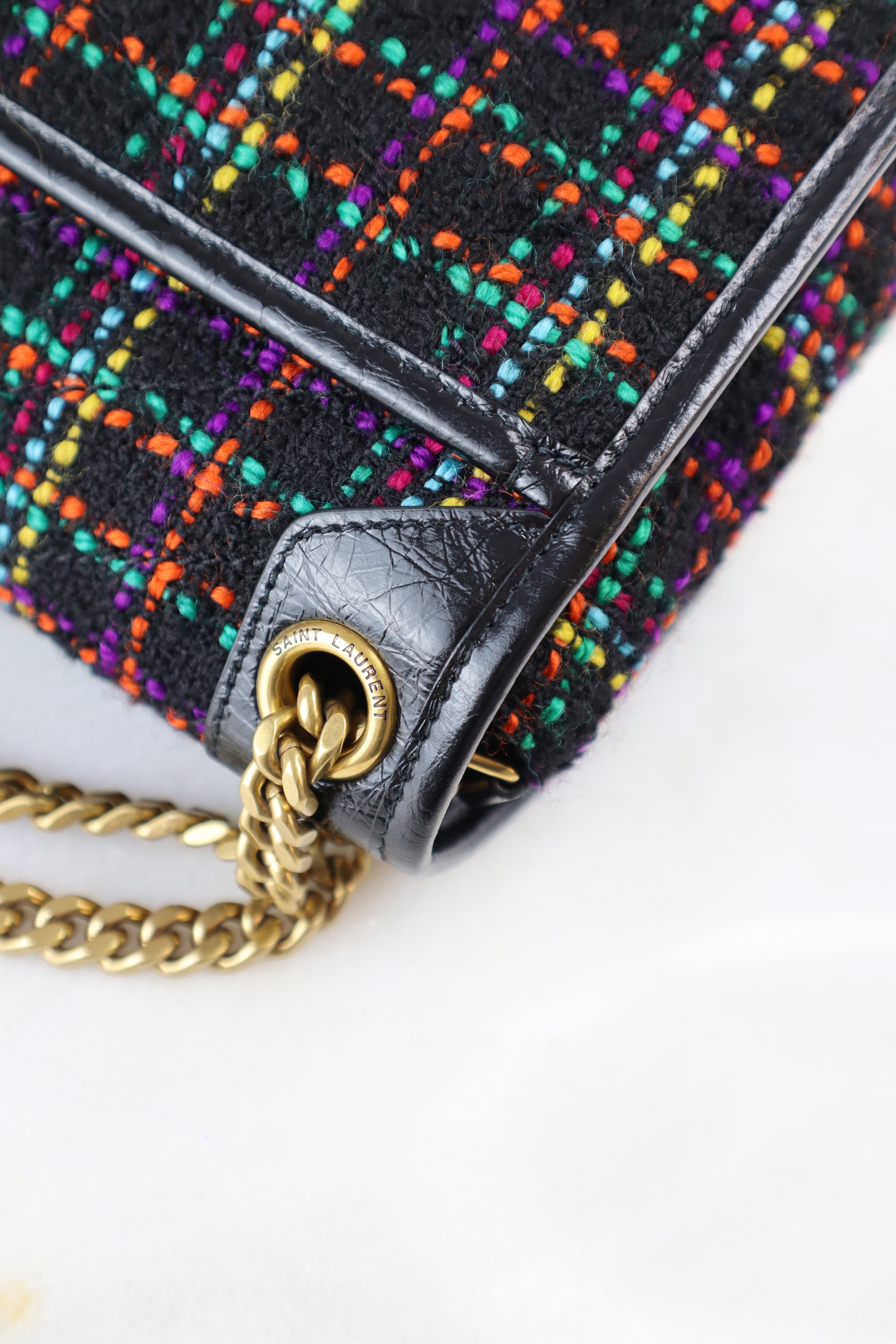 YSL Multicolor Fabric Medium Tweed Niki Bag