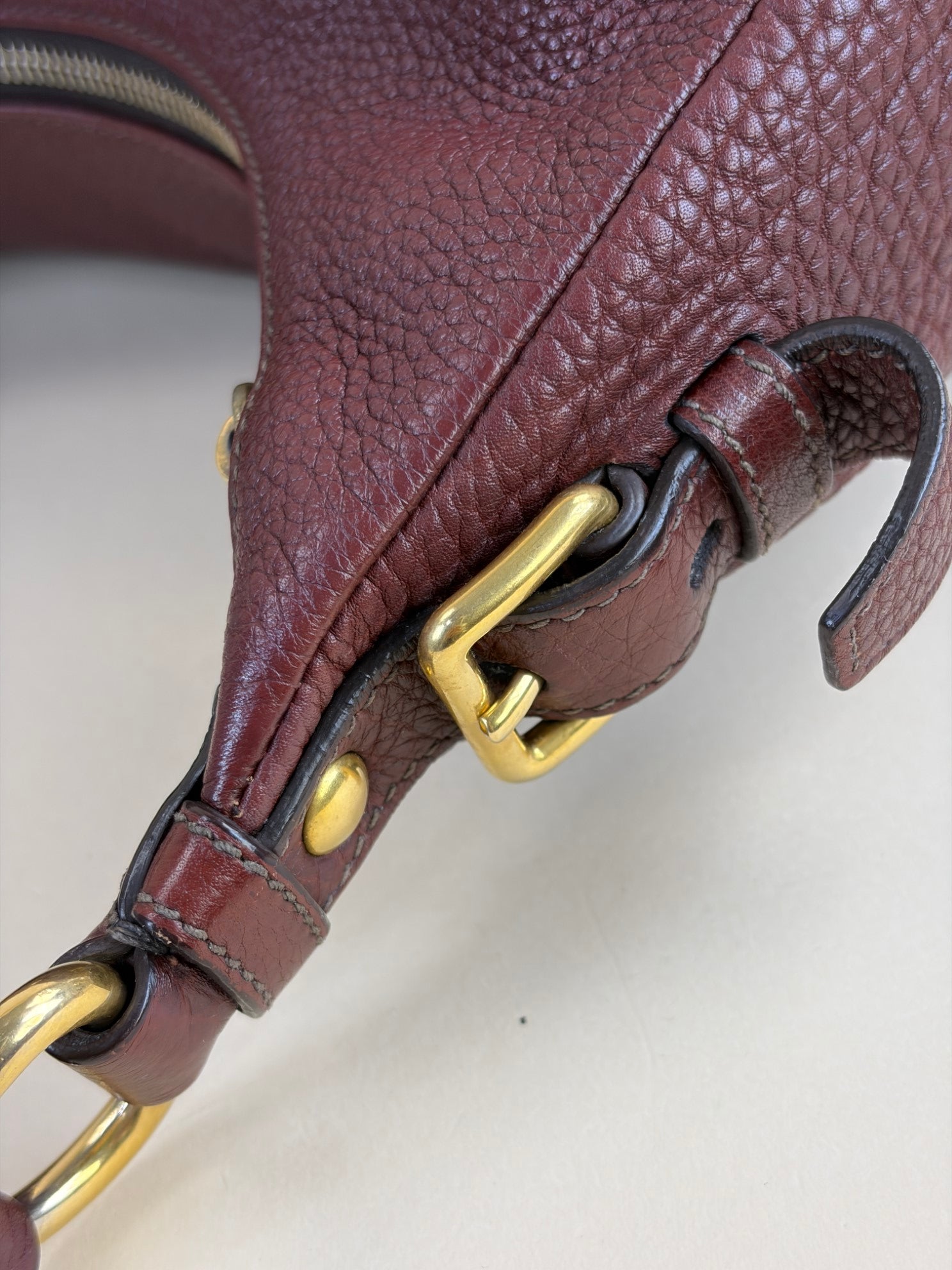 Prada burgundy Vitello Daino Hobo Bag