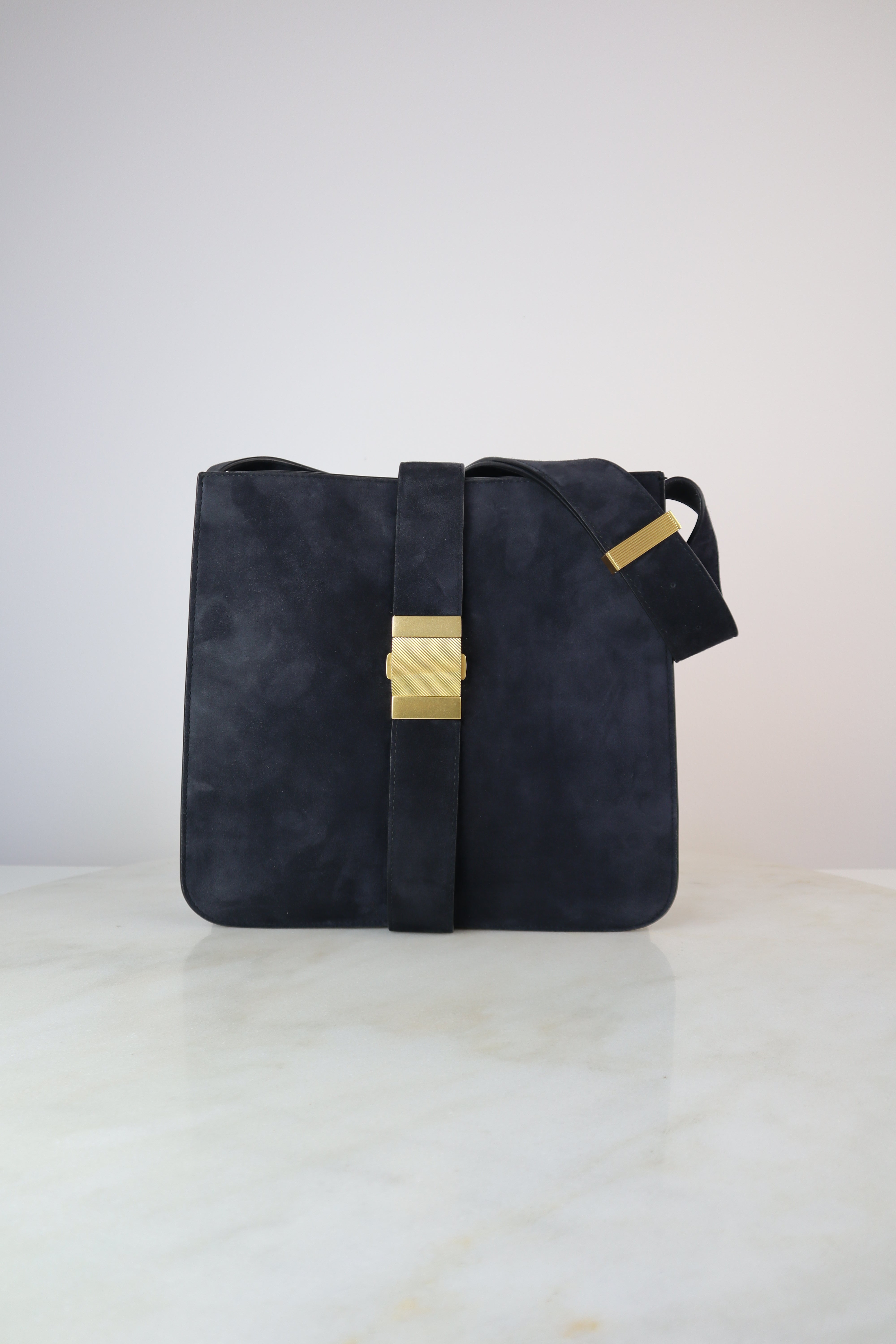 Bottega Veneta Navy Velvet Marie Medium Shoulder Bag