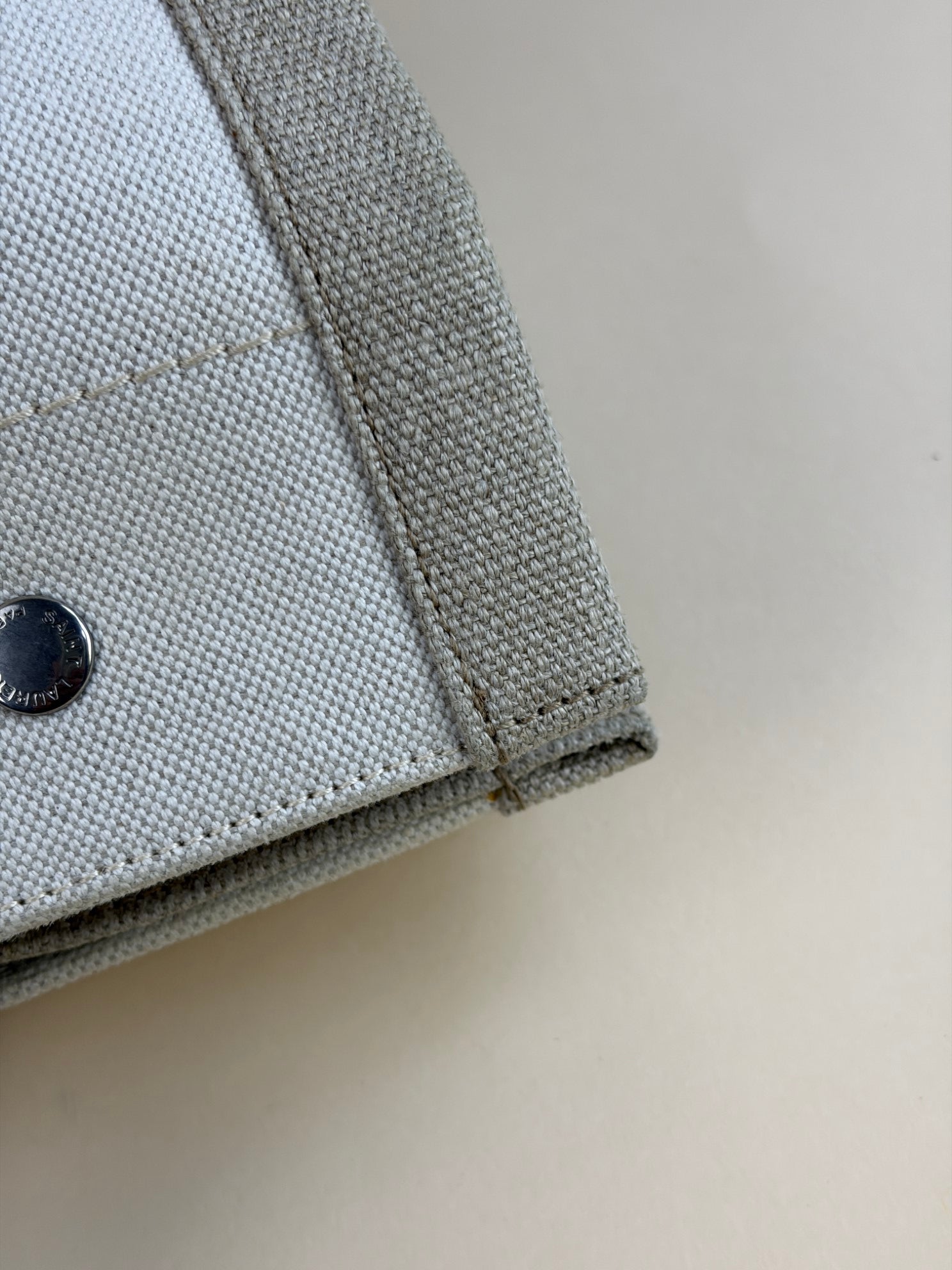 YSL Bicolor Linen Small Rive Gauche Greggio Tote Bag