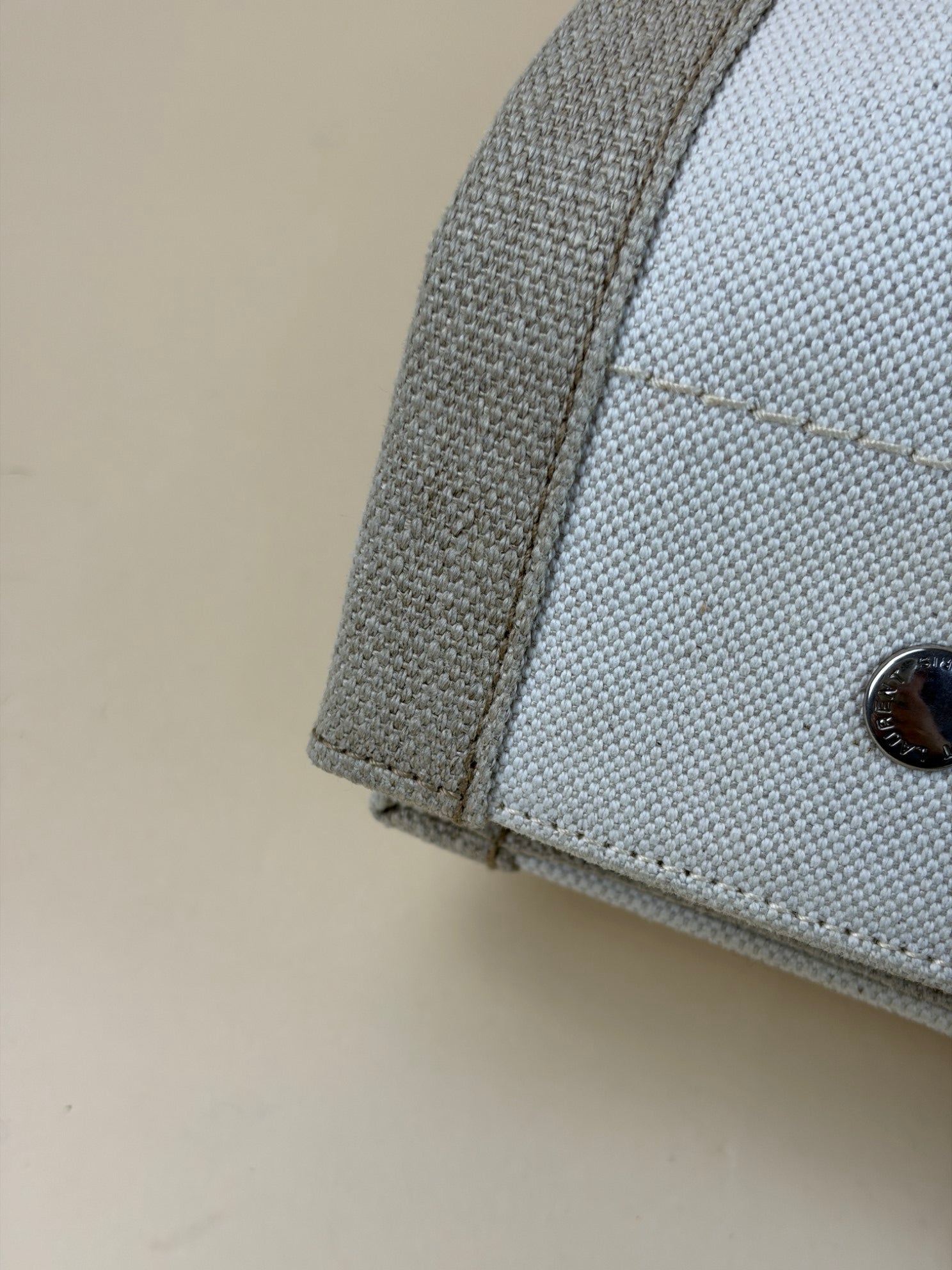 YSL Bicolor Linen Small Rive Gauche Greggio Tote Bag