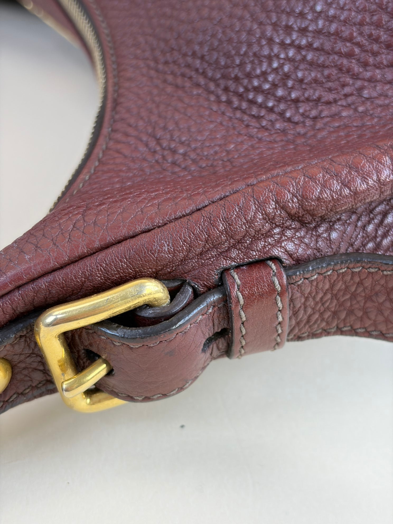 Prada burgundy Vitello Daino Hobo Bag