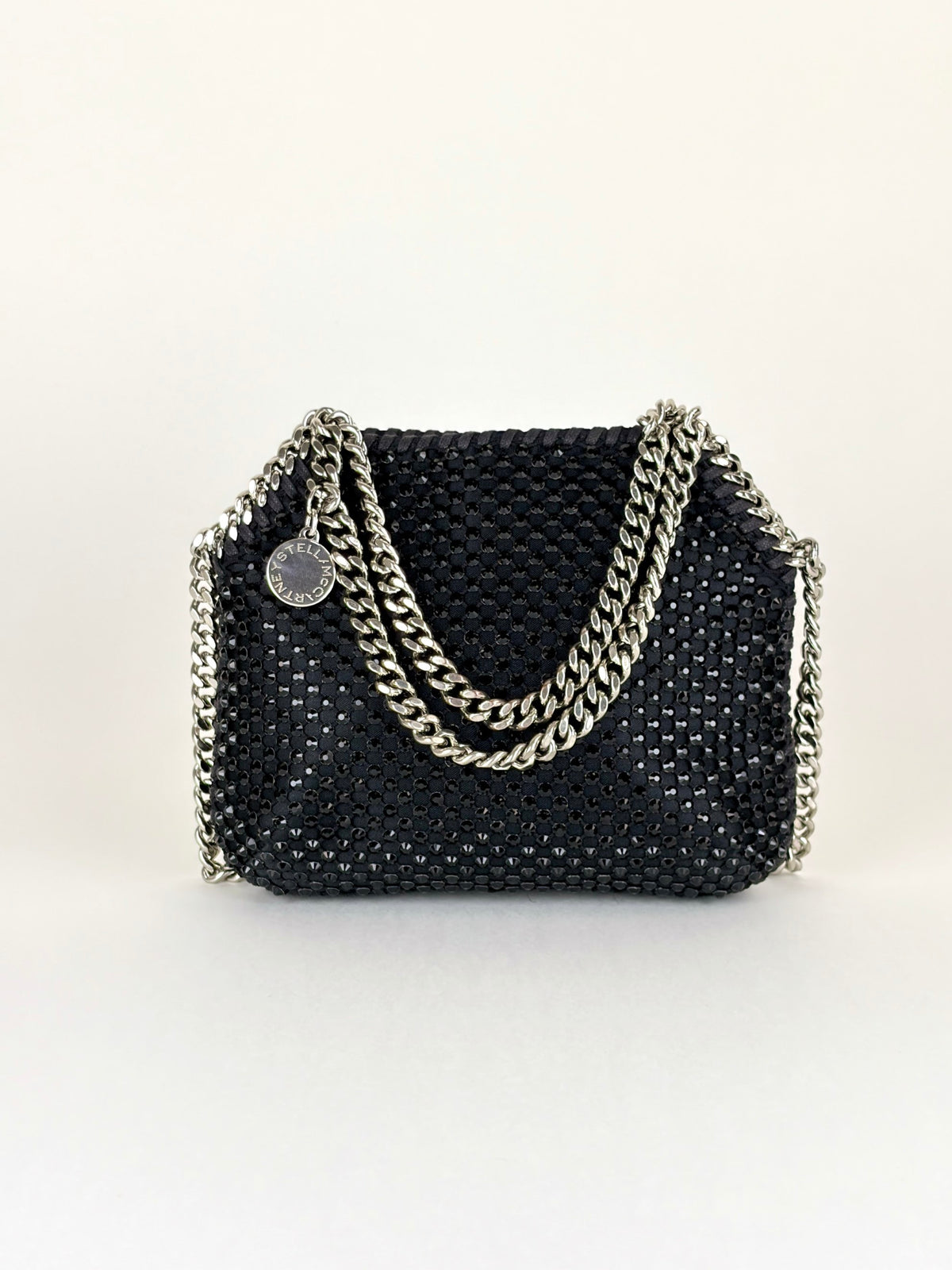 Stella McCartney black Falabella with crystals nano tote bag