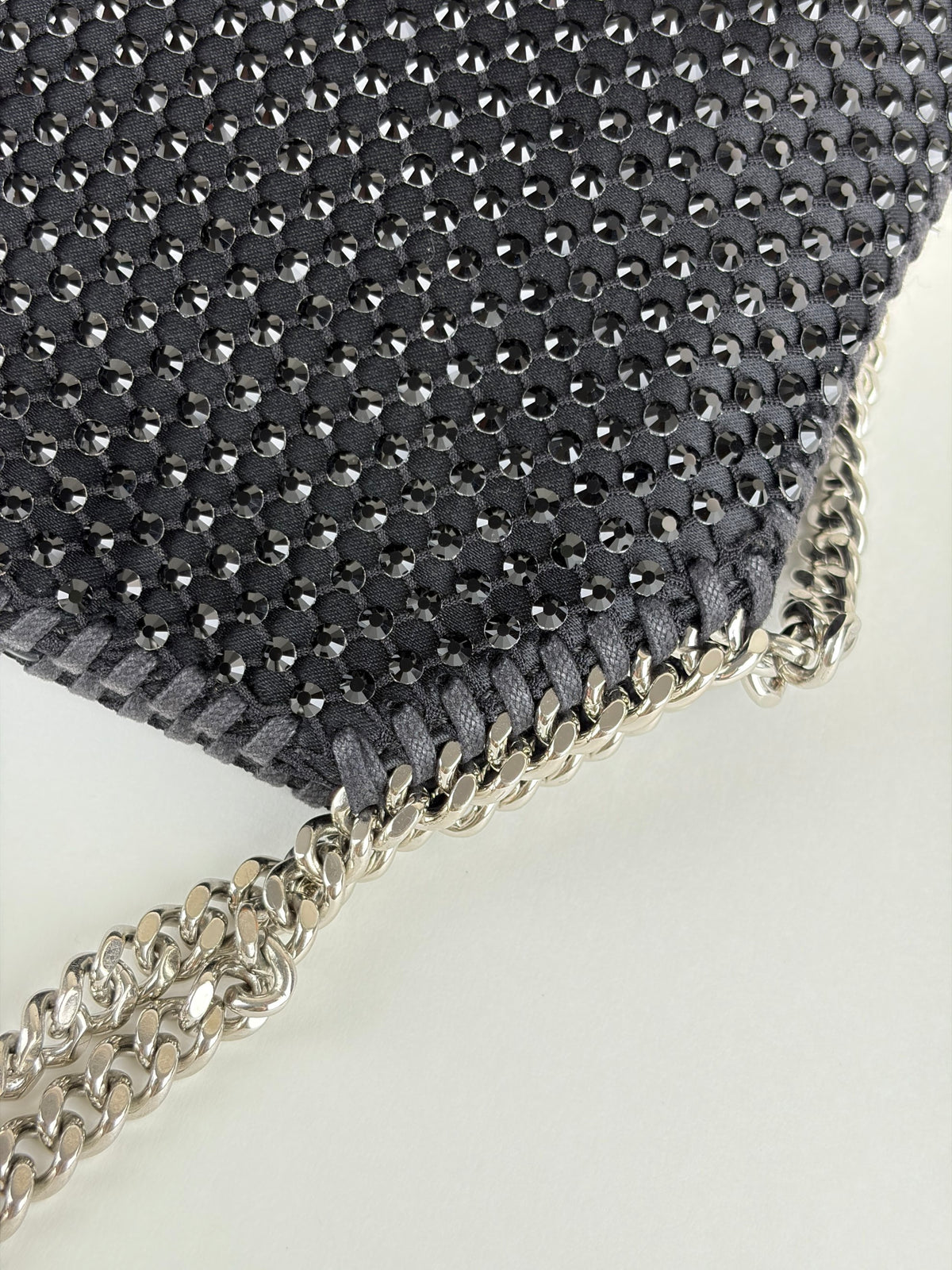 Stella McCartney black Falabella with crystals nano tote bag