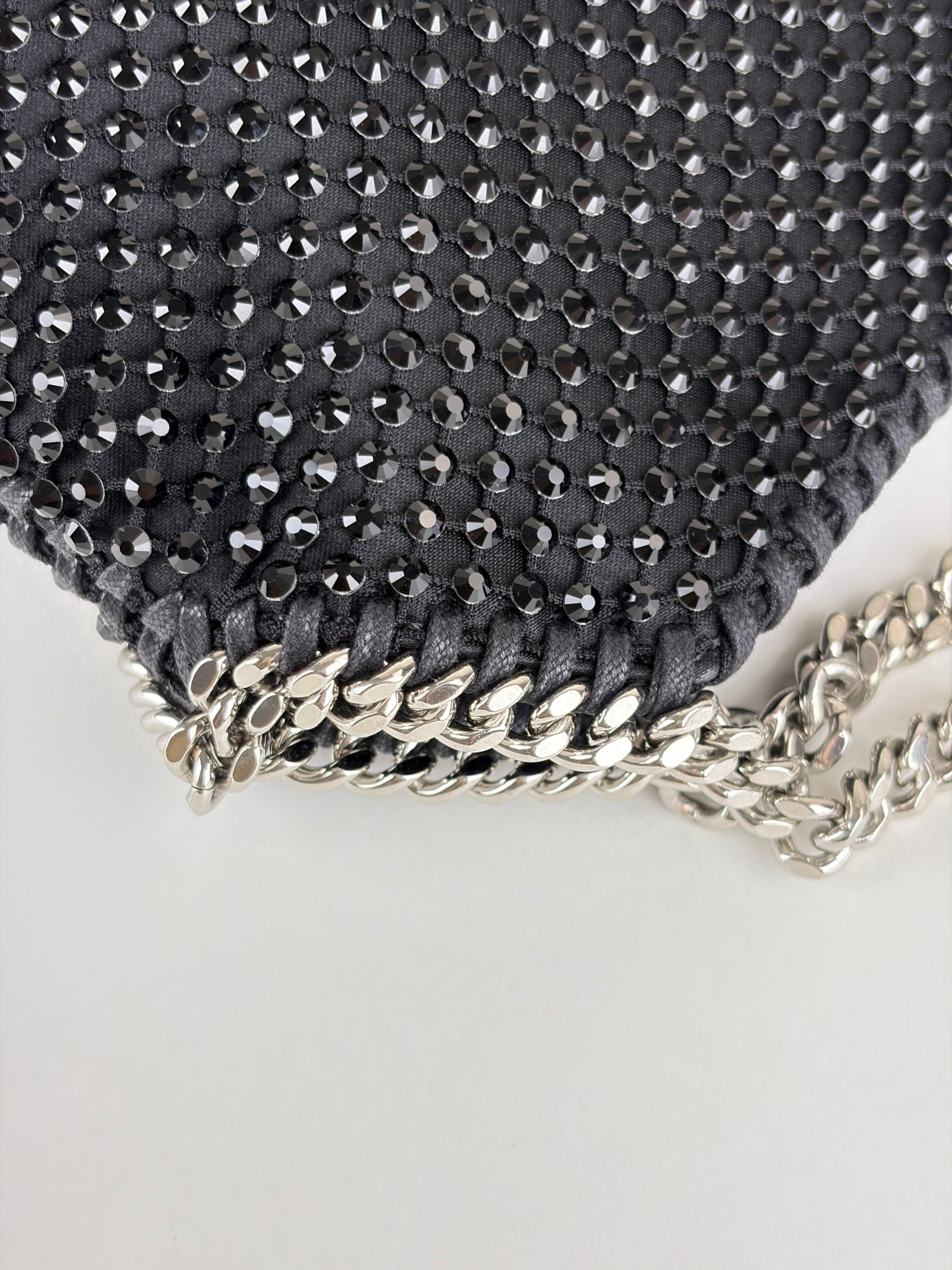 Stella McCartney black Falabella with crystals nano tote bag