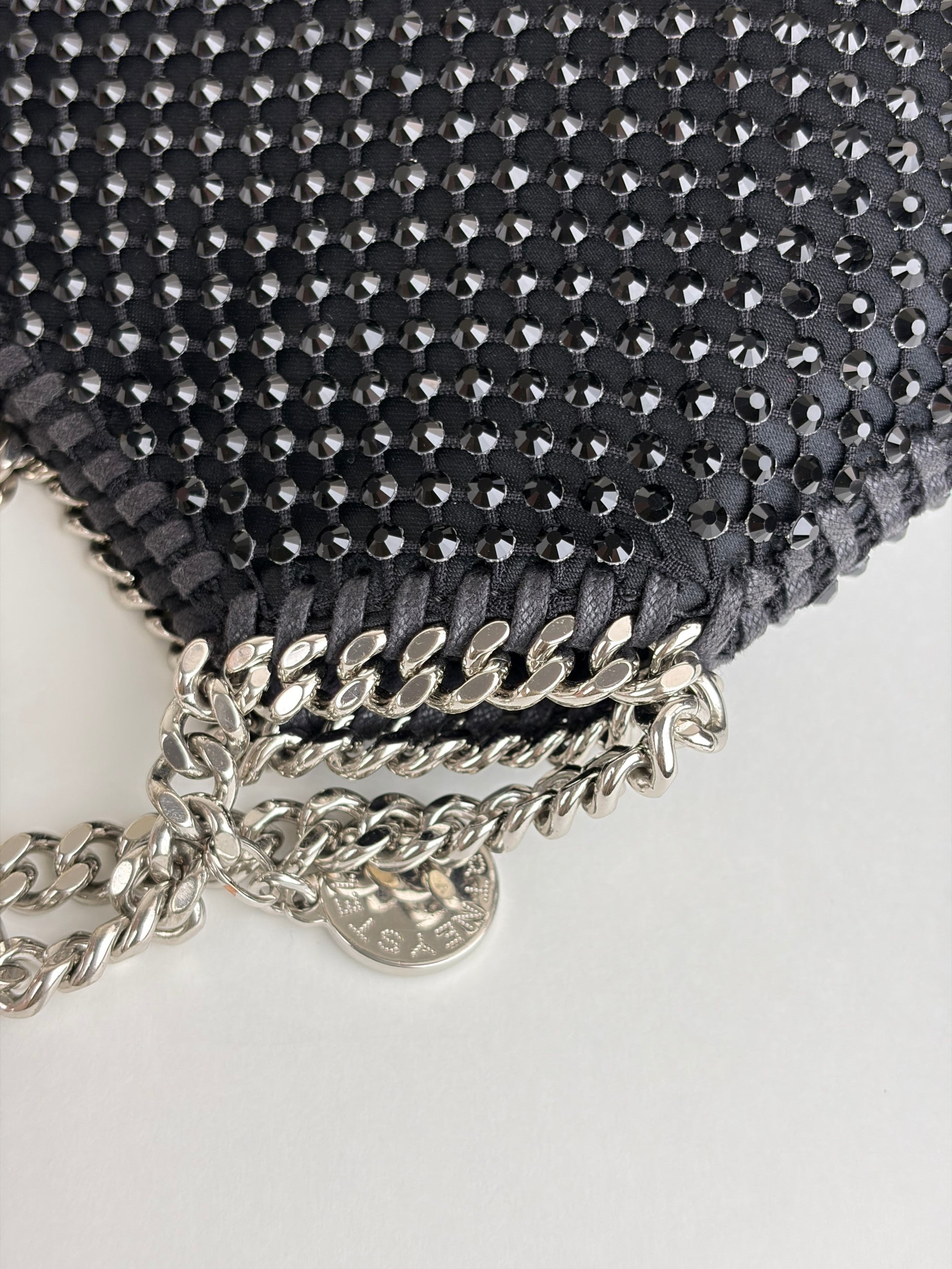 Stella McCartney black Falabella with crystals nano tote bag