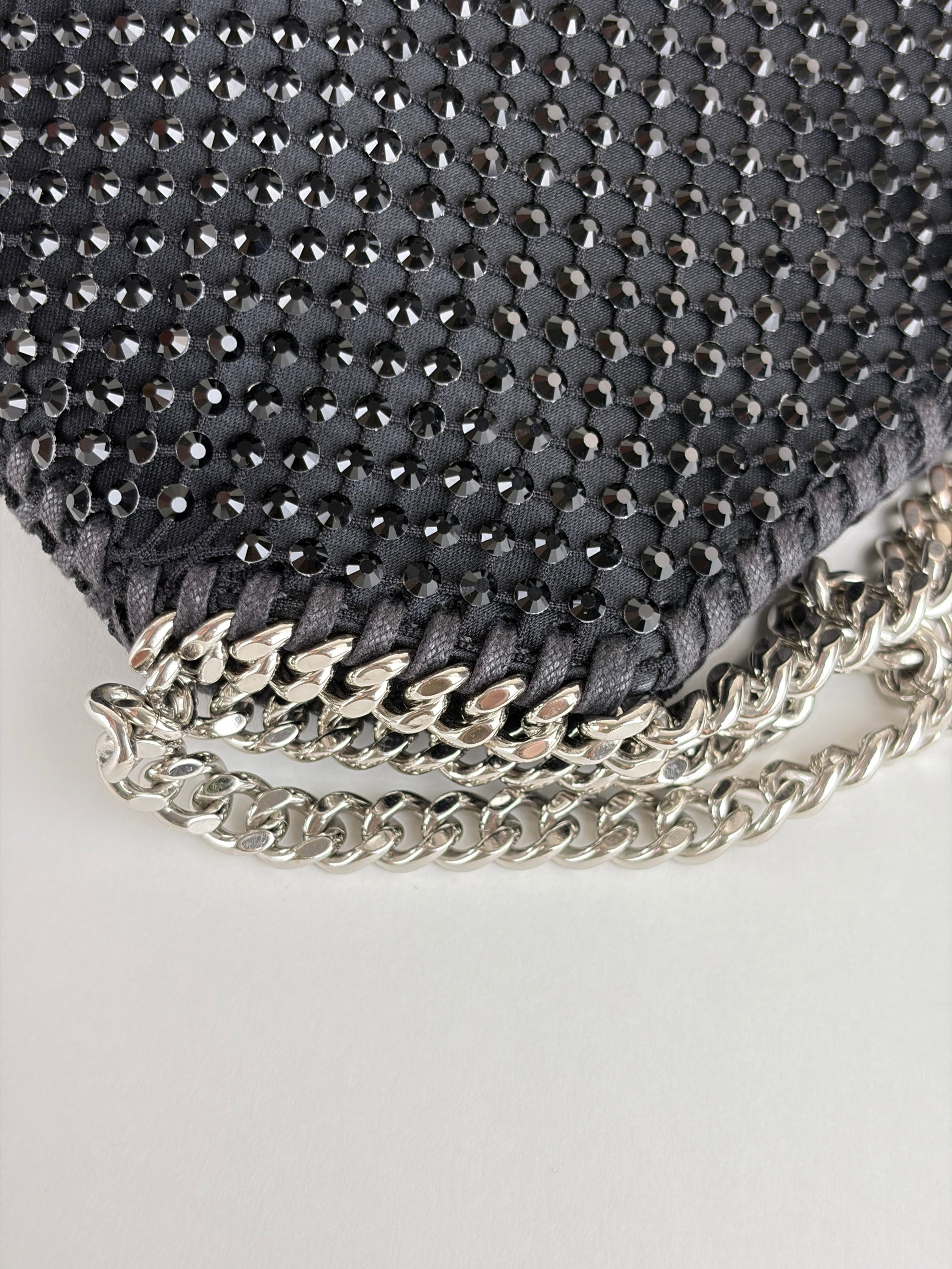 Stella McCartney black Falabella with crystals nano tote bag